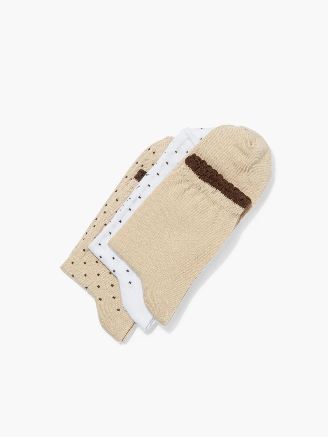 Beżowo-brązowy trójpak skarpet damskich