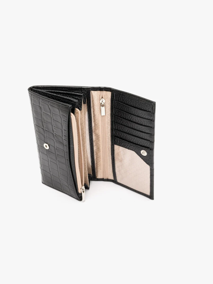 Czarny portfel damski z logo