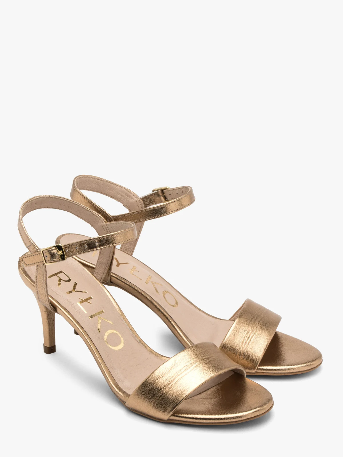 Złote sandały na szpilce