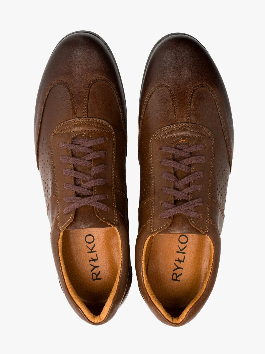 Brązowe półbuty sportowe z perforacją