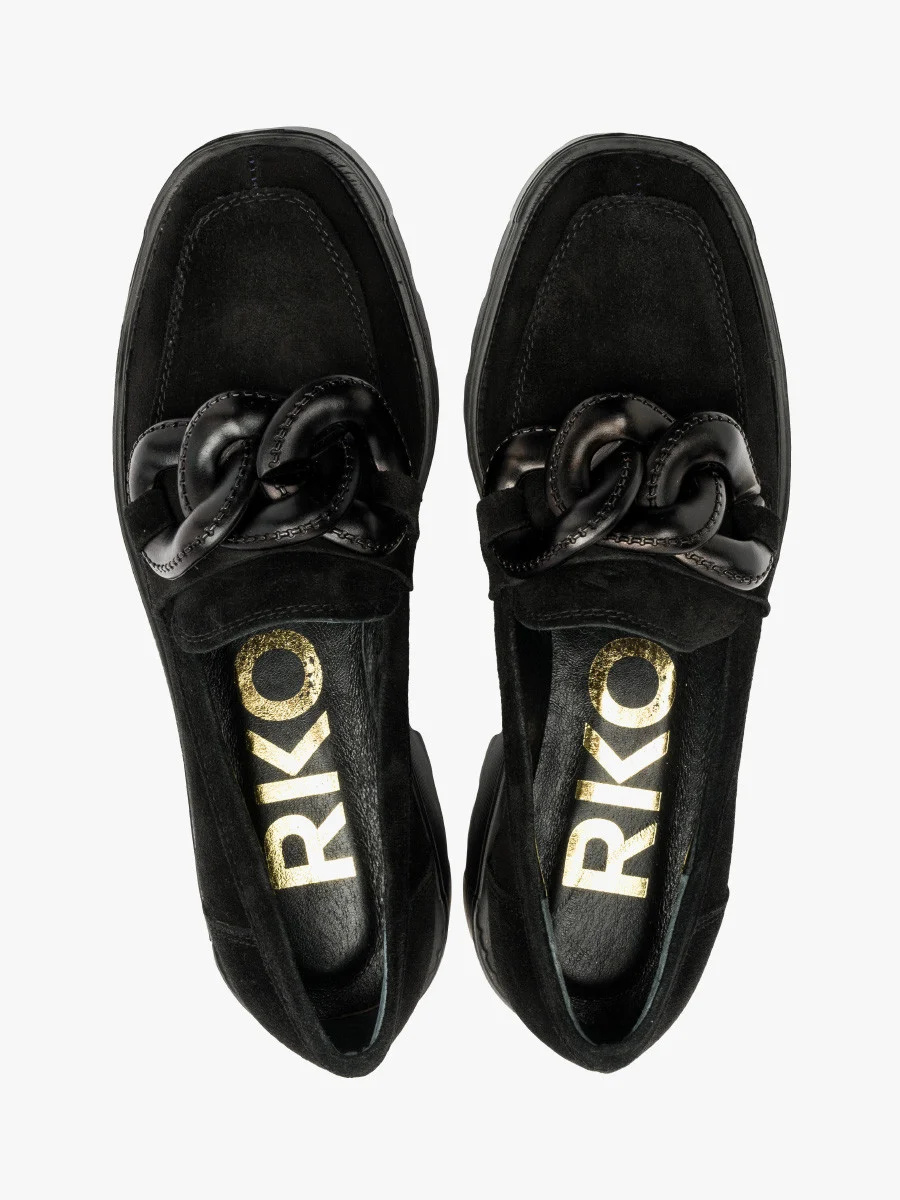 Czarne mokasyny z ozdobą