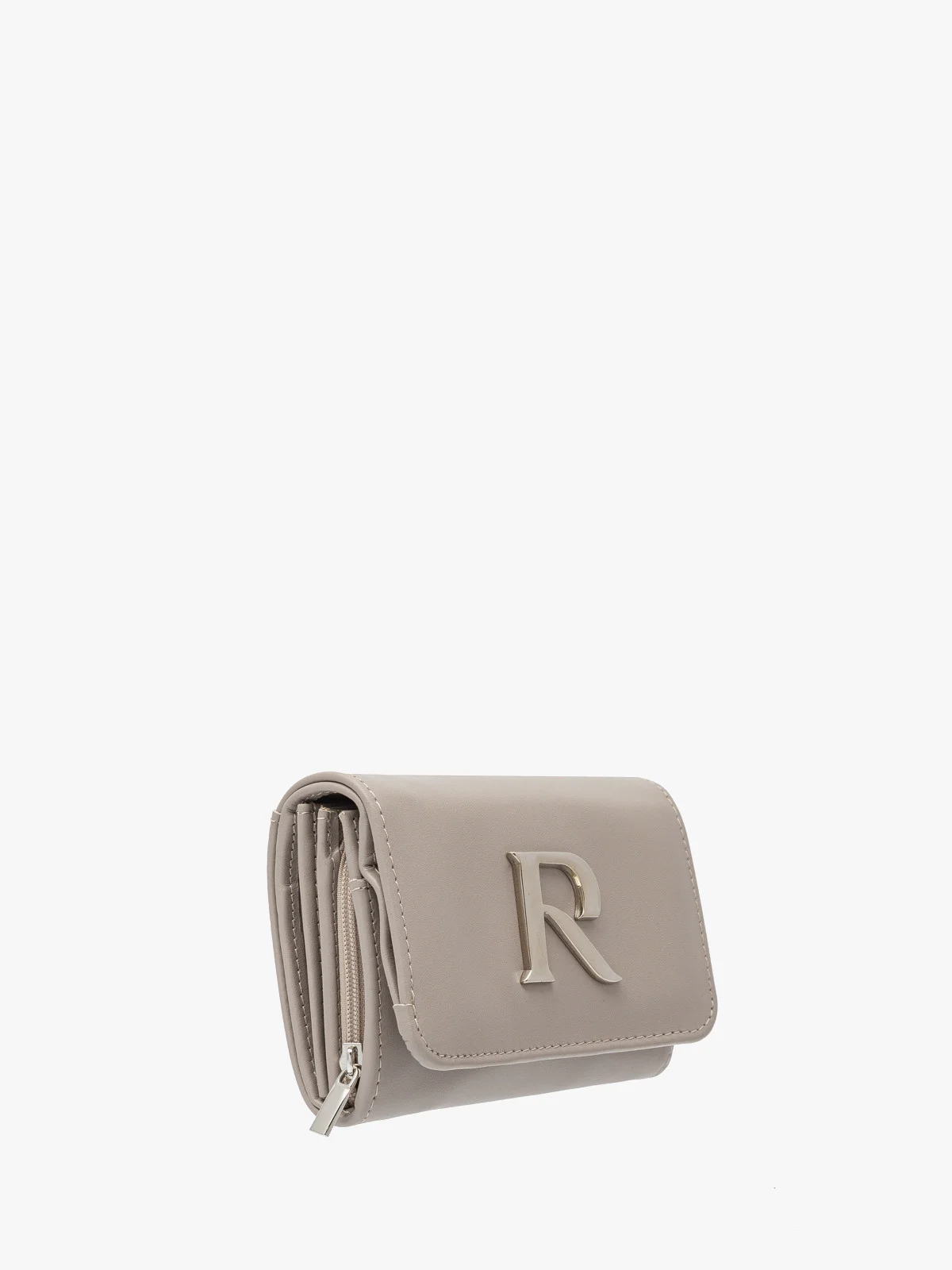 Beżowy portfel damski ze srebrnymi detalami