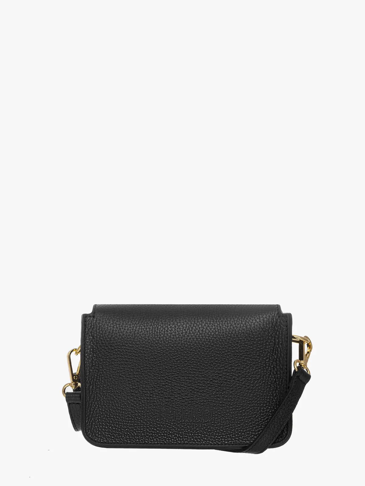 Mała, elegancka torebka na pasku ze złotymi detalami