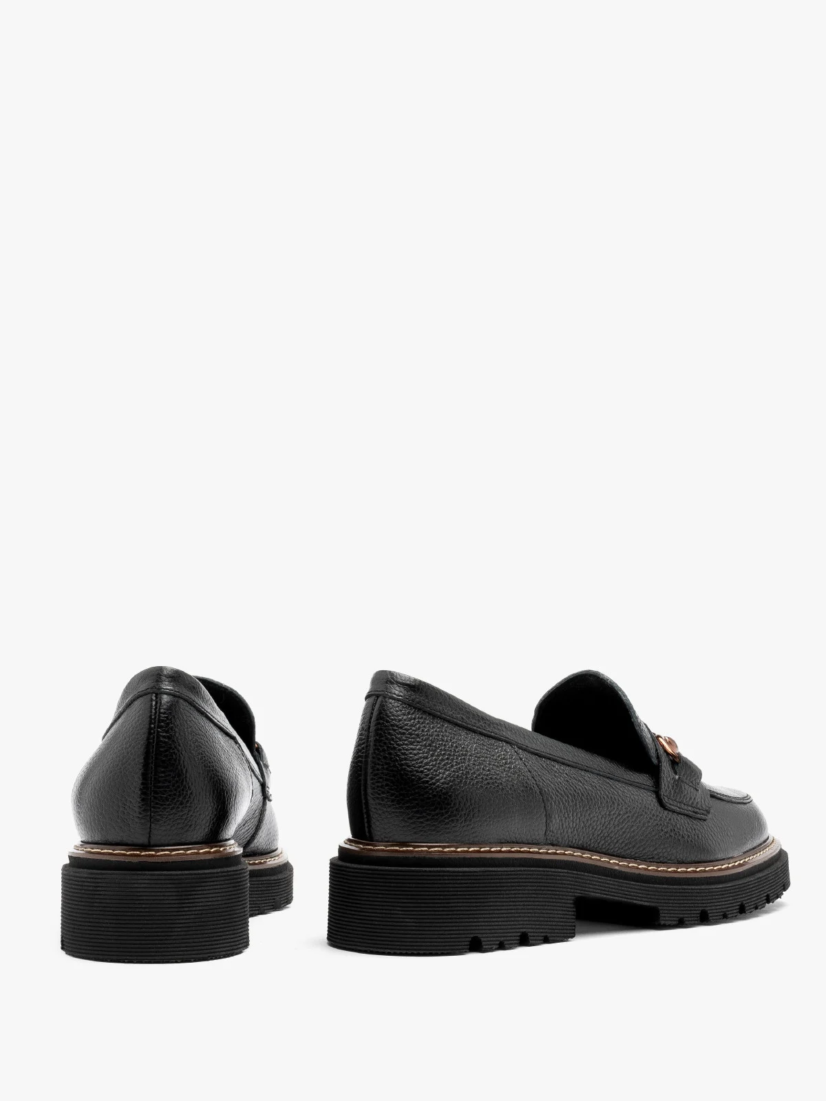 Mokasyny damskie w kolorze  czarnym z ozdobą