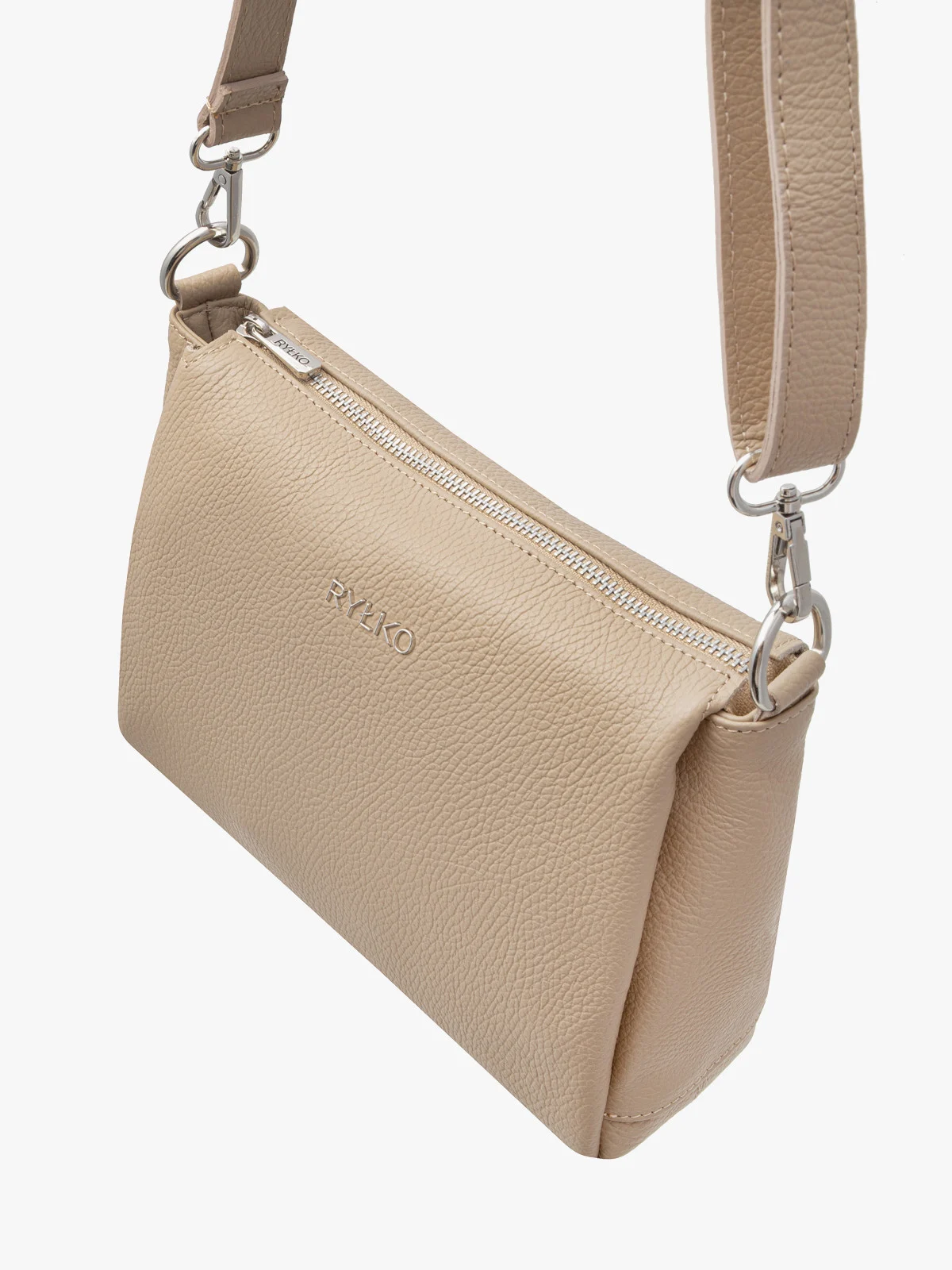 Ciemnobeżowa torebka z regulowanym paskiem