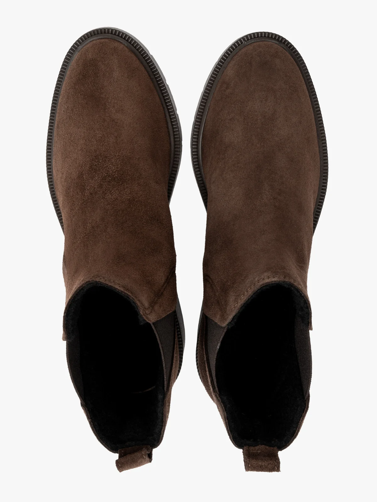 Brązowe sztyblety damskie z dekoracyjnym cięciem przy gumie