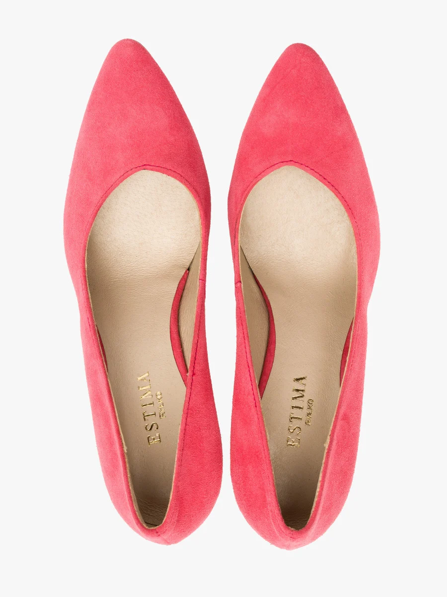 Różowe czółenka z ozdobny dekoltem