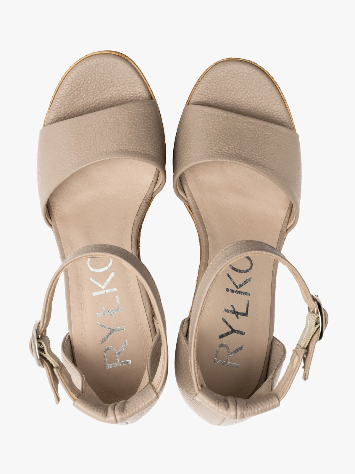 Beżowe sandały z paskiem wokół kostki