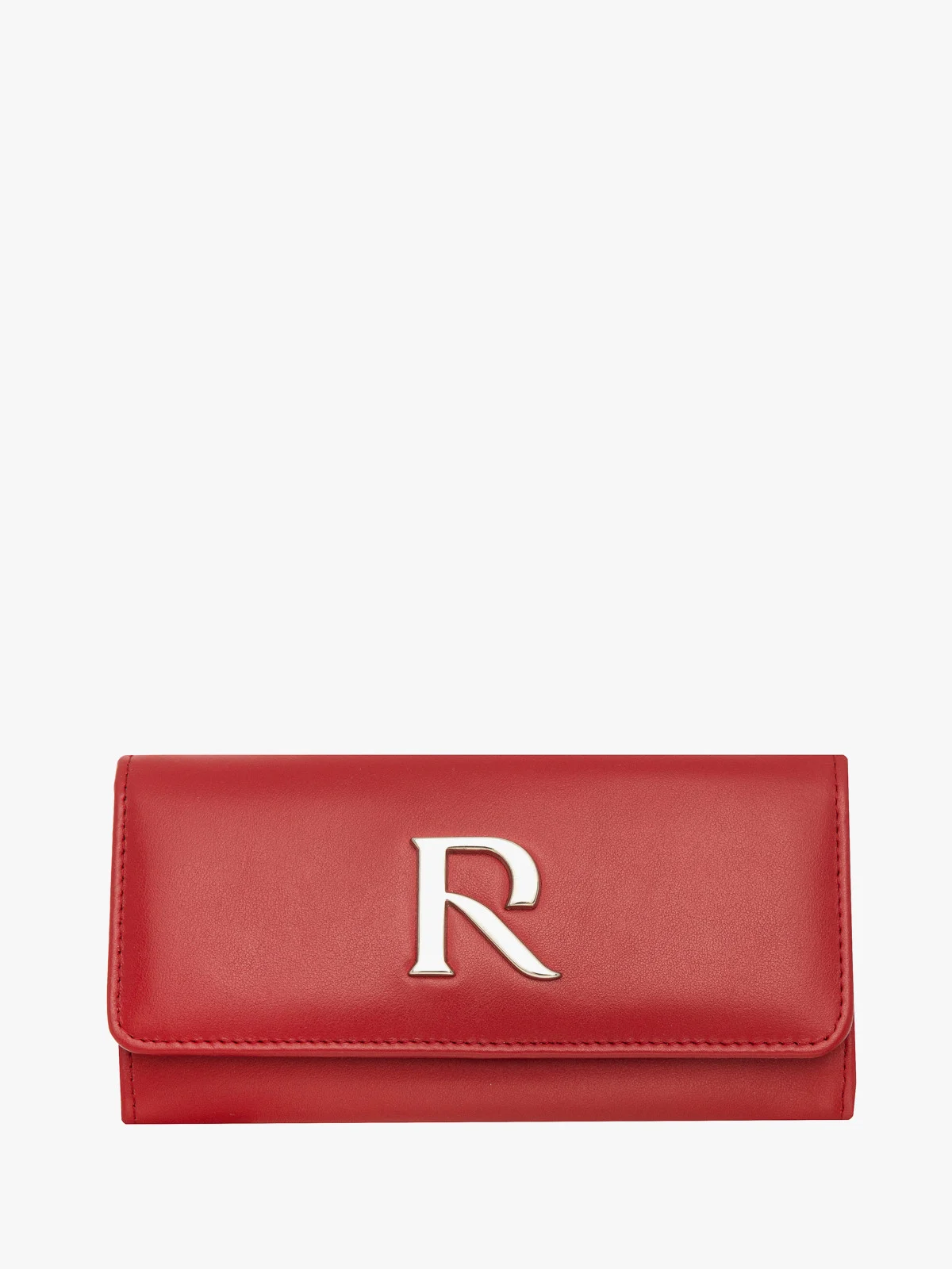 Czerwony portfel ze srebrnym detalem
