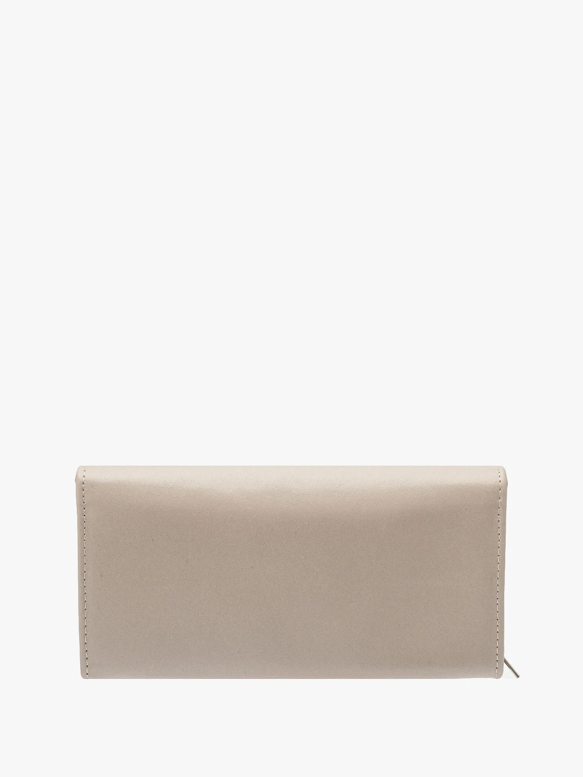 Beżowy portfel damski ze srebrnymi detalami