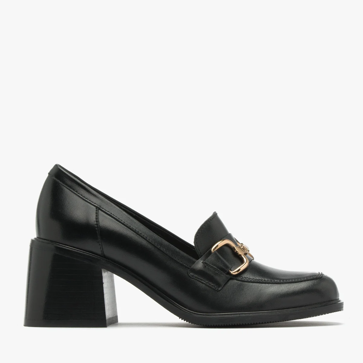 Czarne mokasyny na obcasie