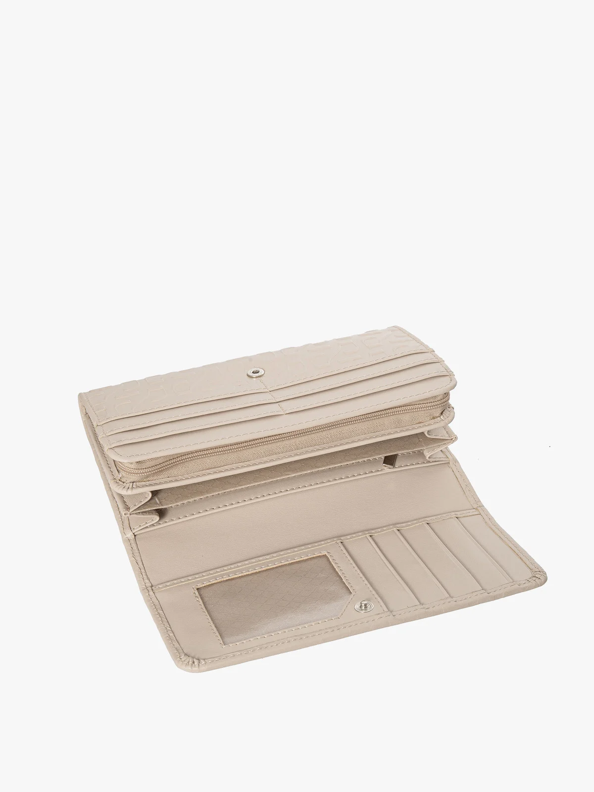 Wytłaczany beżowy portfel damski