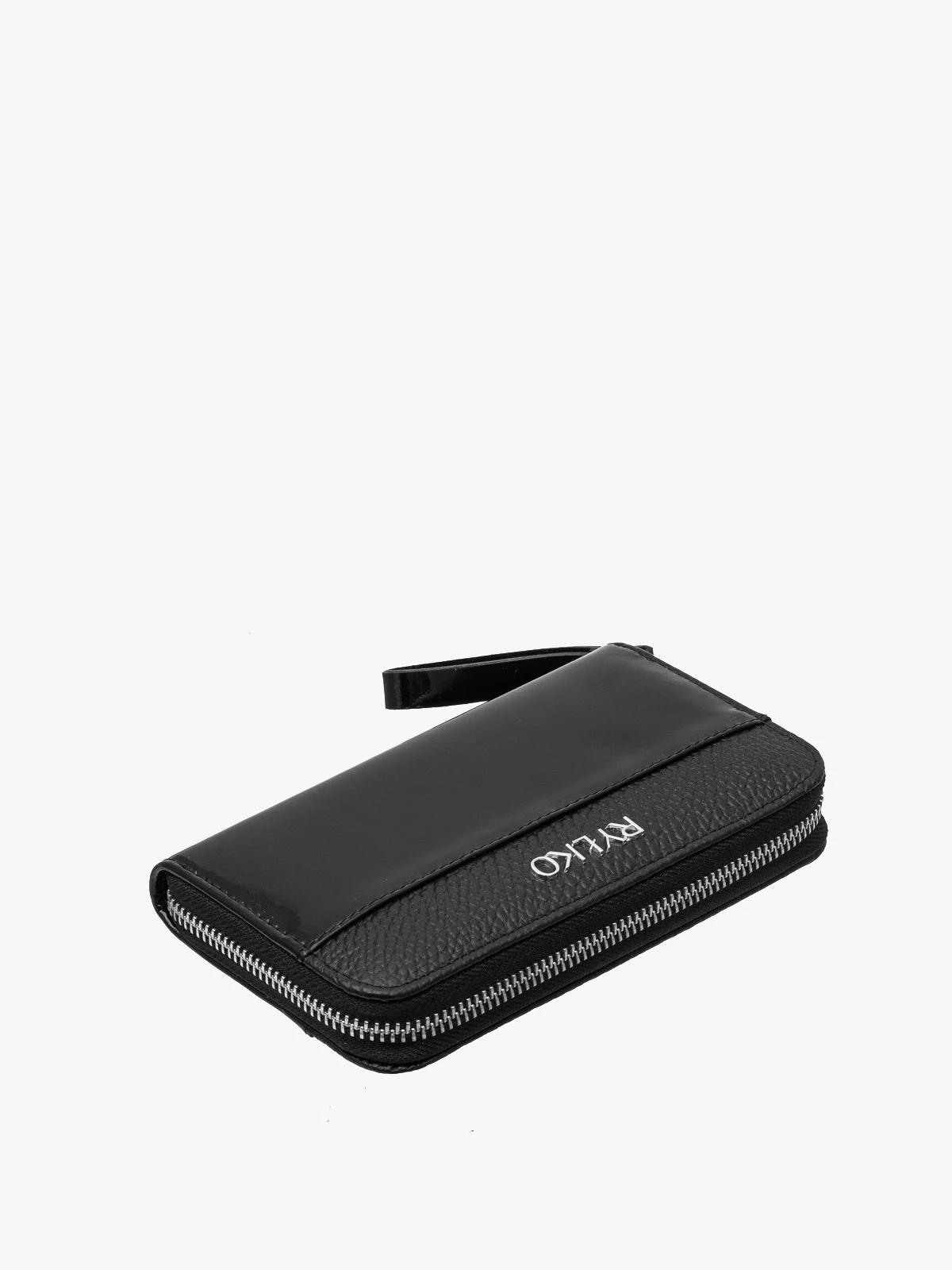 Czarny portfel damski z łączonych skór