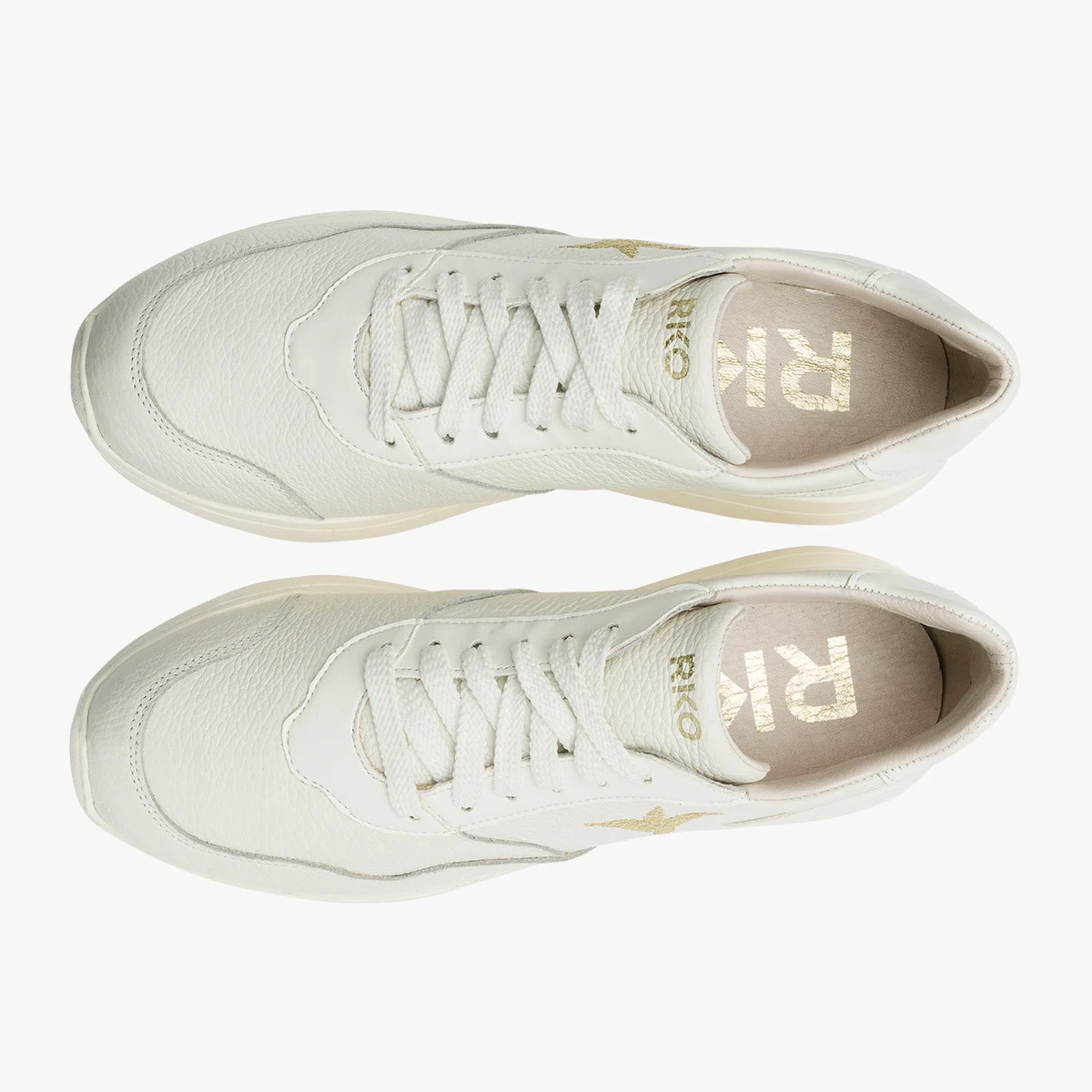 Białe półbuty sportowe ze złotymi detalami