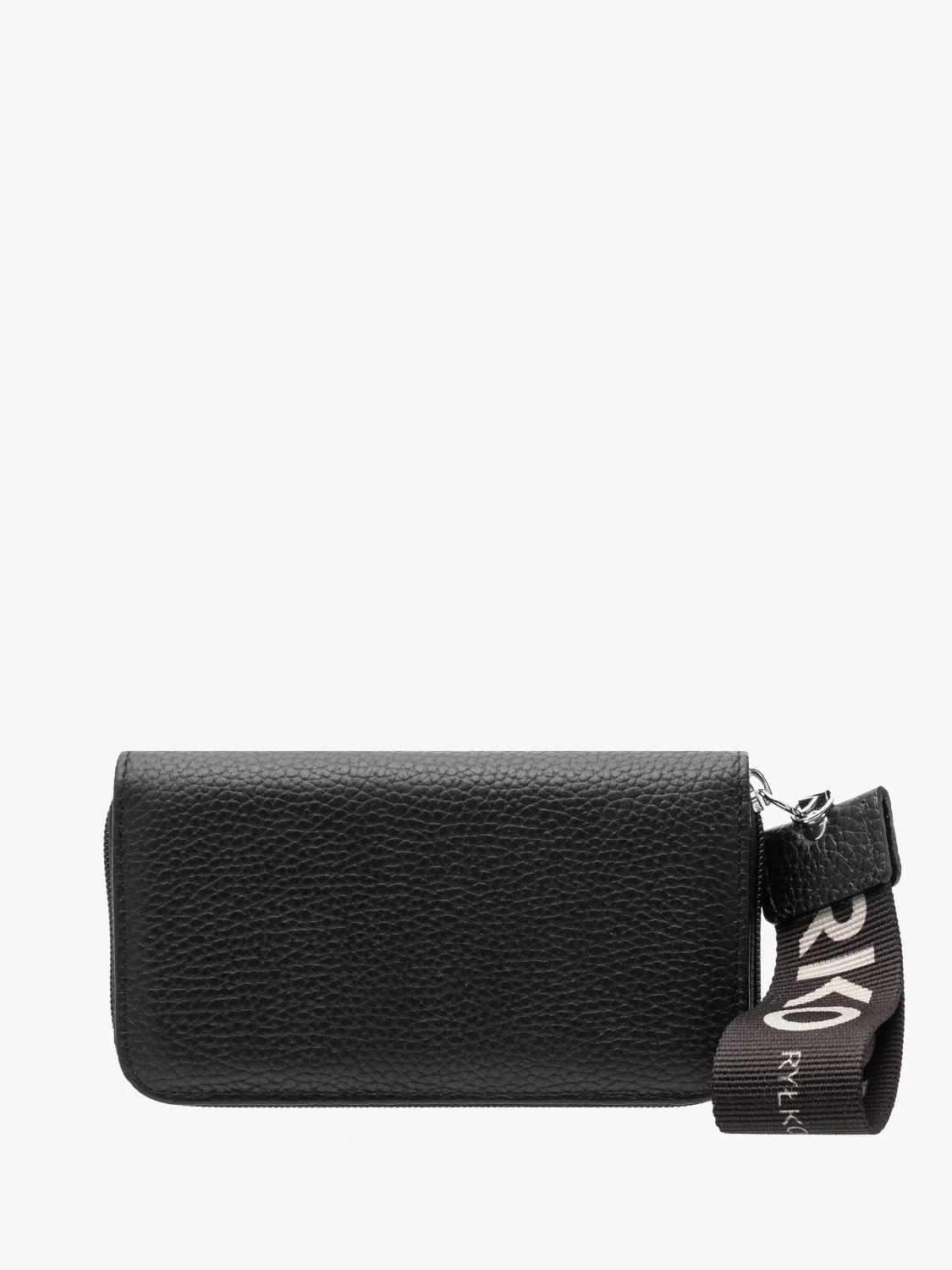 Czarny portfel z ozdobną taśmą
