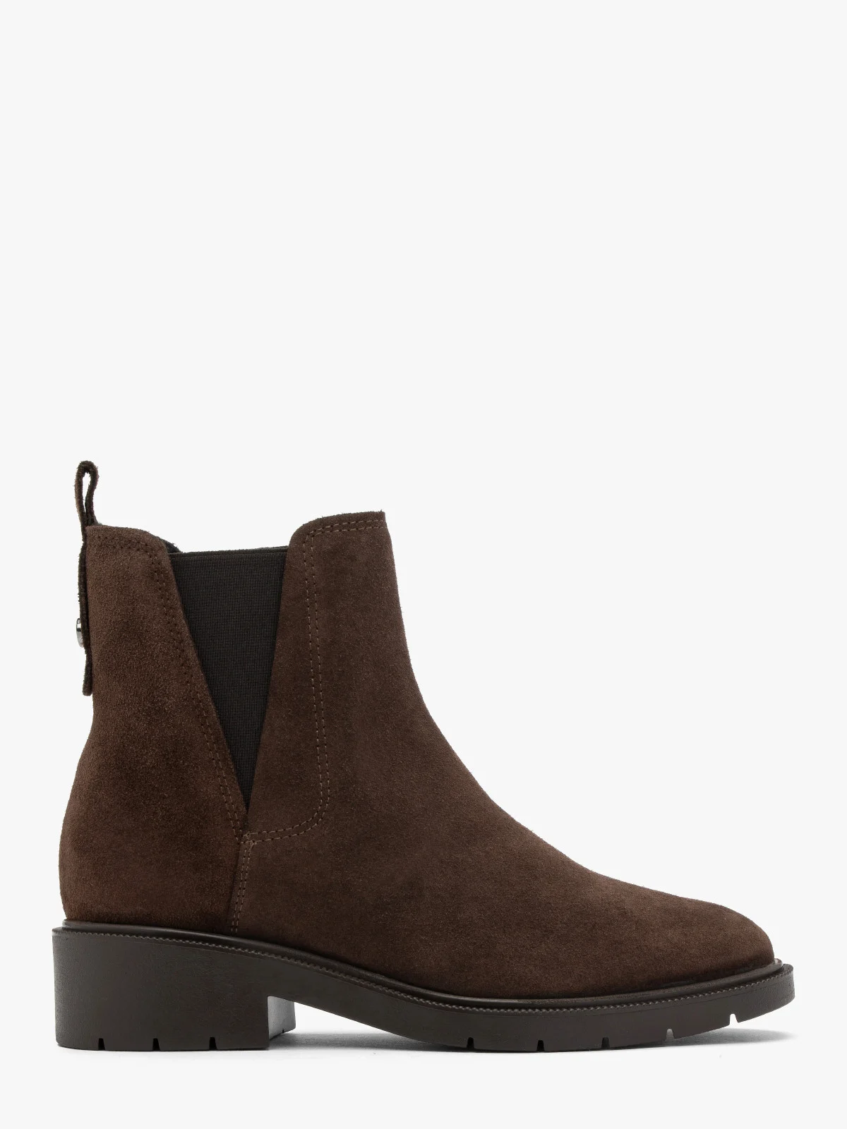 Brązowe sztyblety damskie z dekoracyjnym cięciem przy gumie