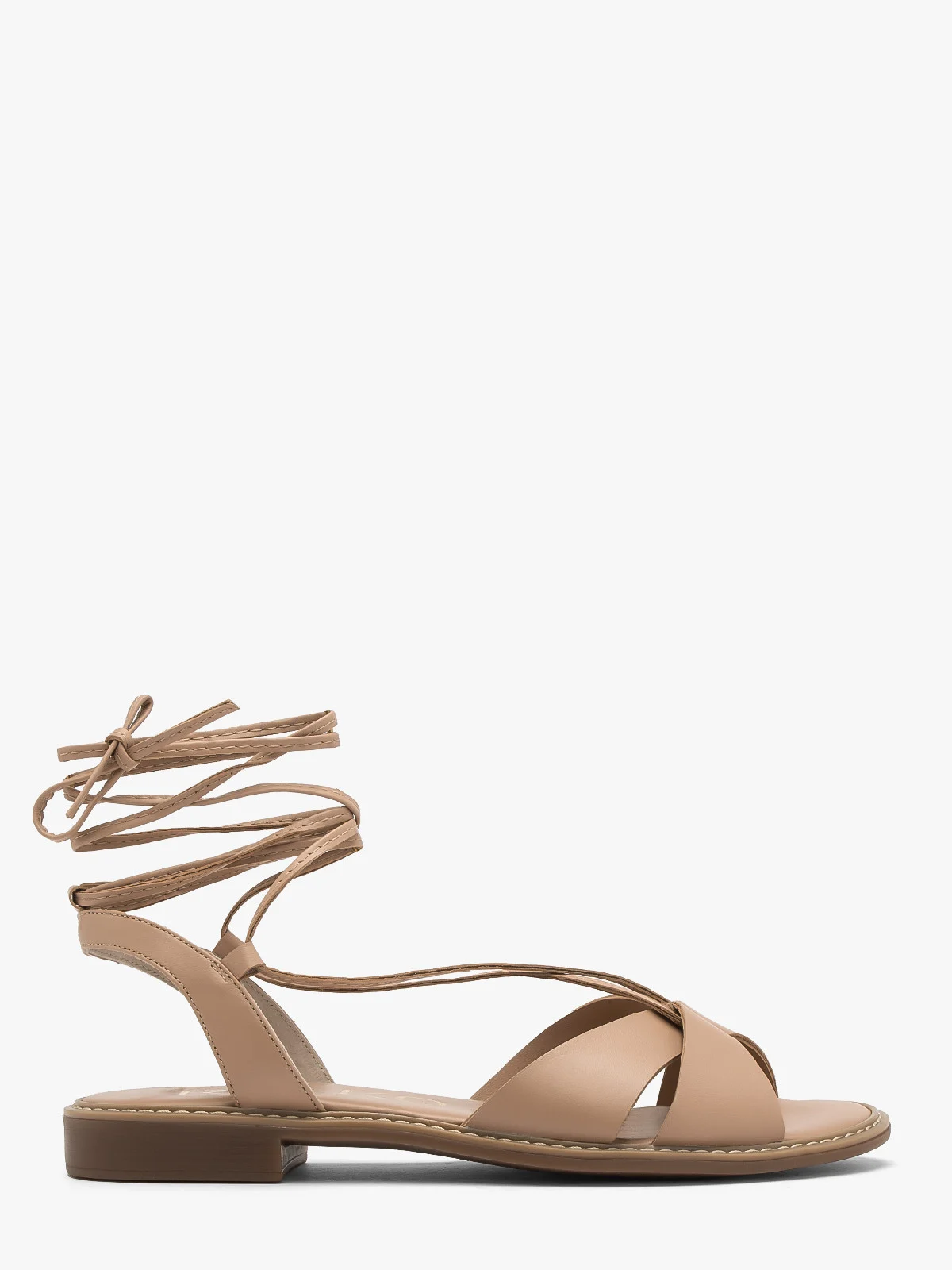 Beżowe sandały z ozdobnym sznurowaniem