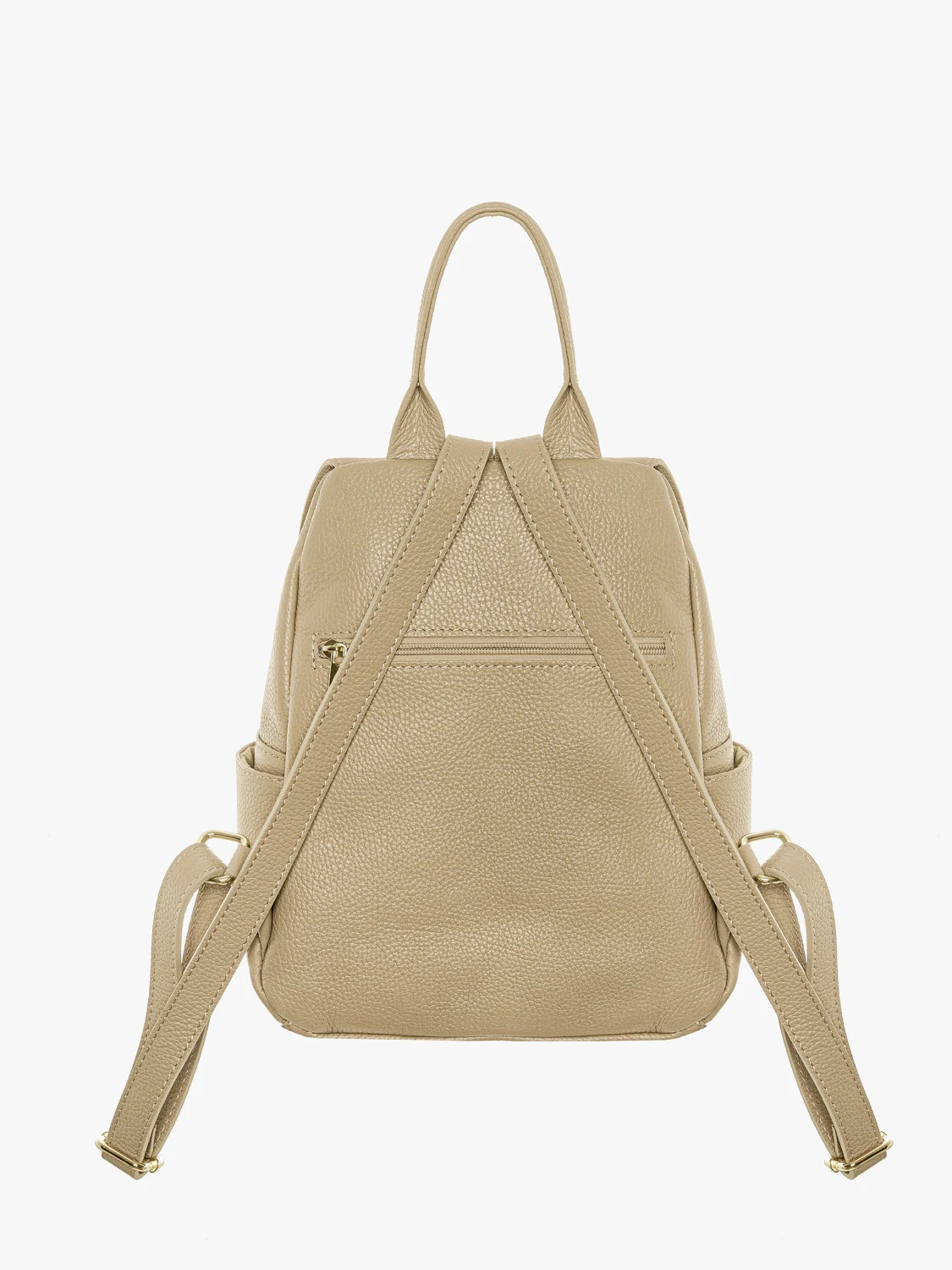 Ciemnobeżowy plecak ze złotymi elementami