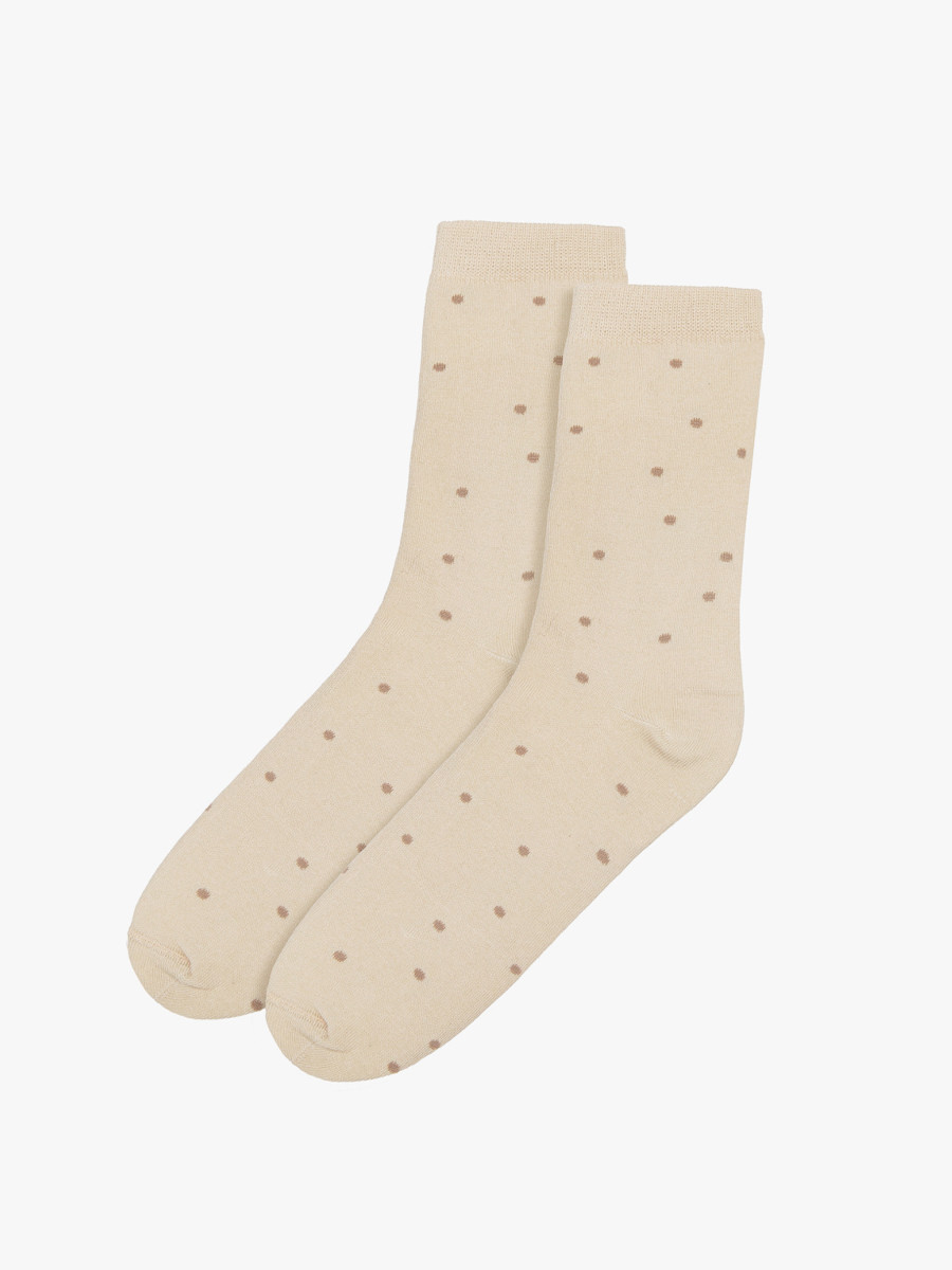 Beżowe skarpety damskie w kropki