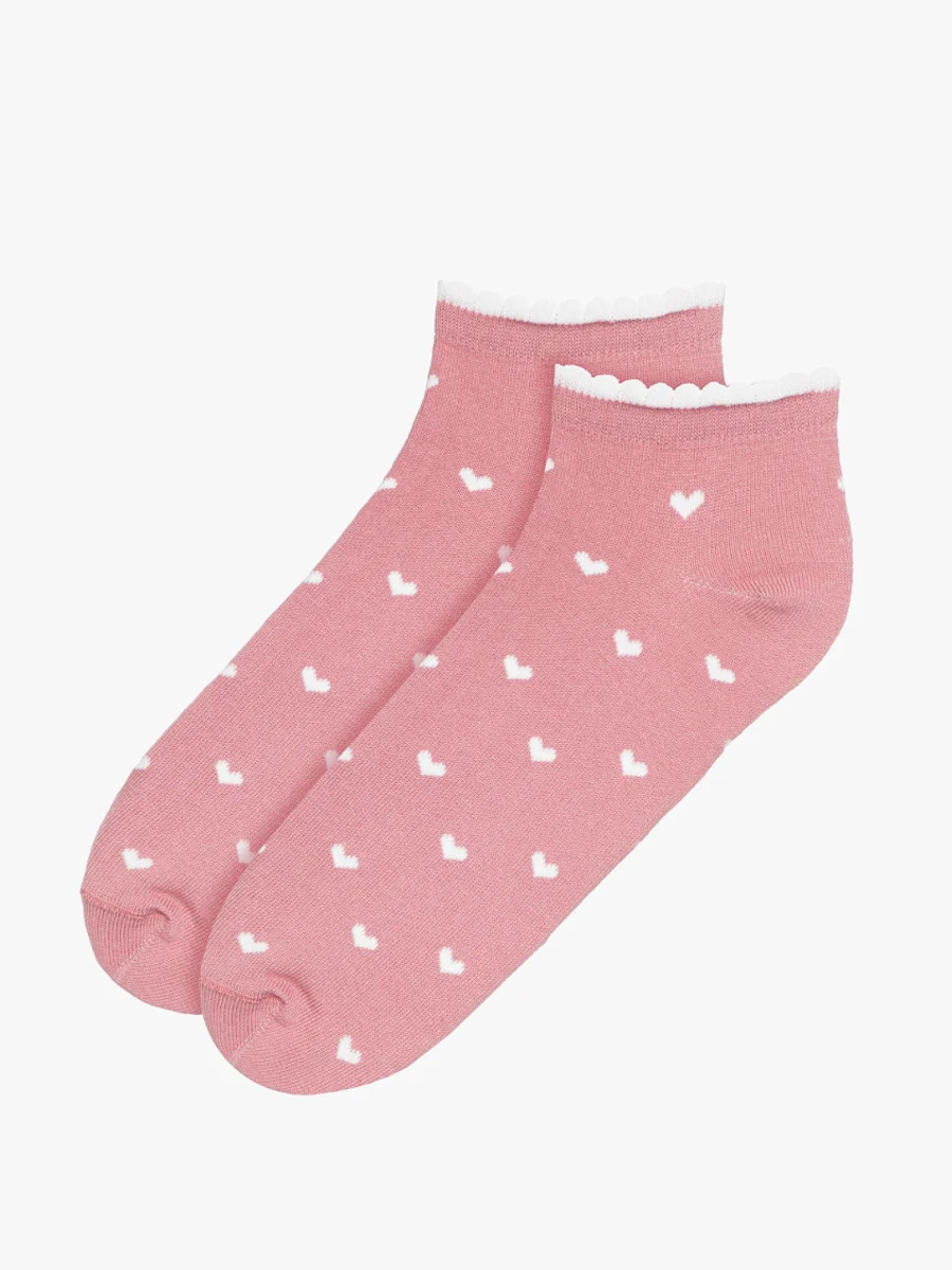 Różowe, bawełniane skarpetki w serduszka