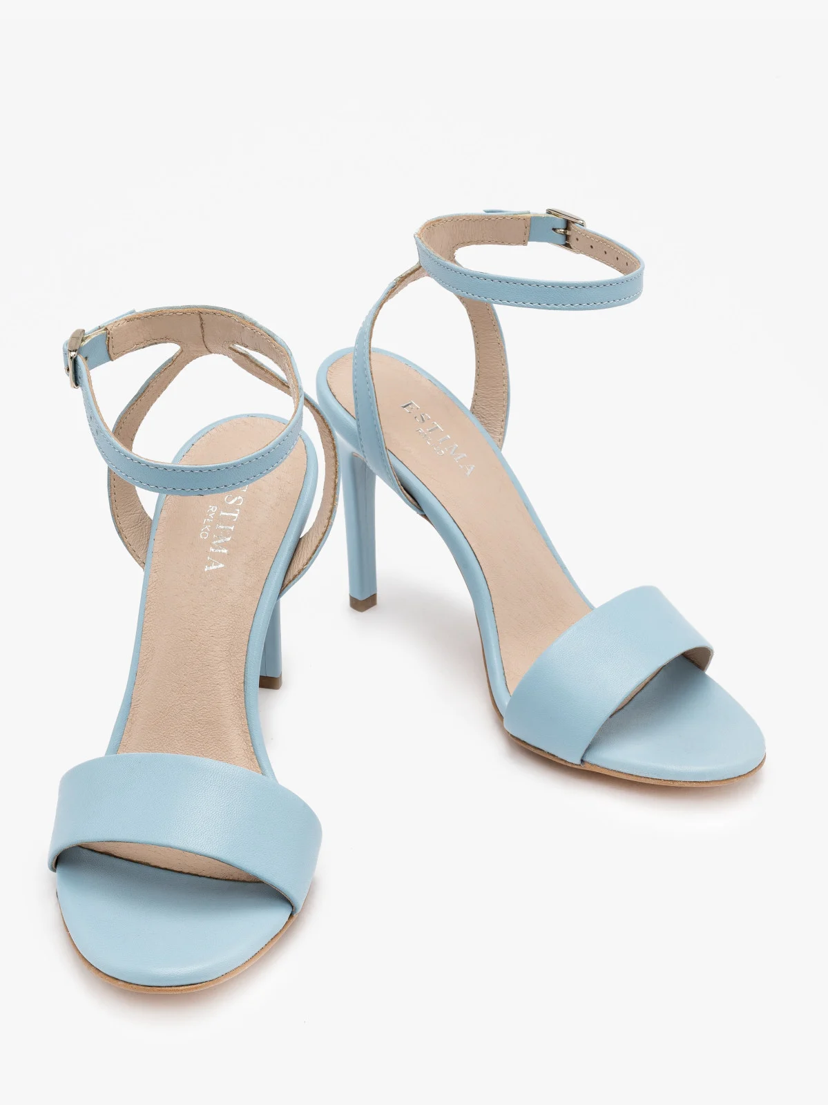 Niebieskie sandały na wysokiej szpilce