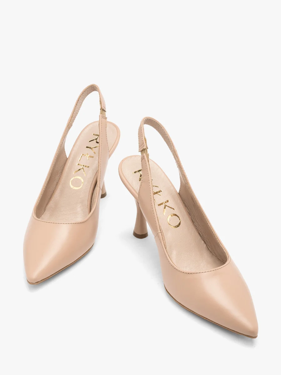 Beżowe czółenka z otwartą piętą