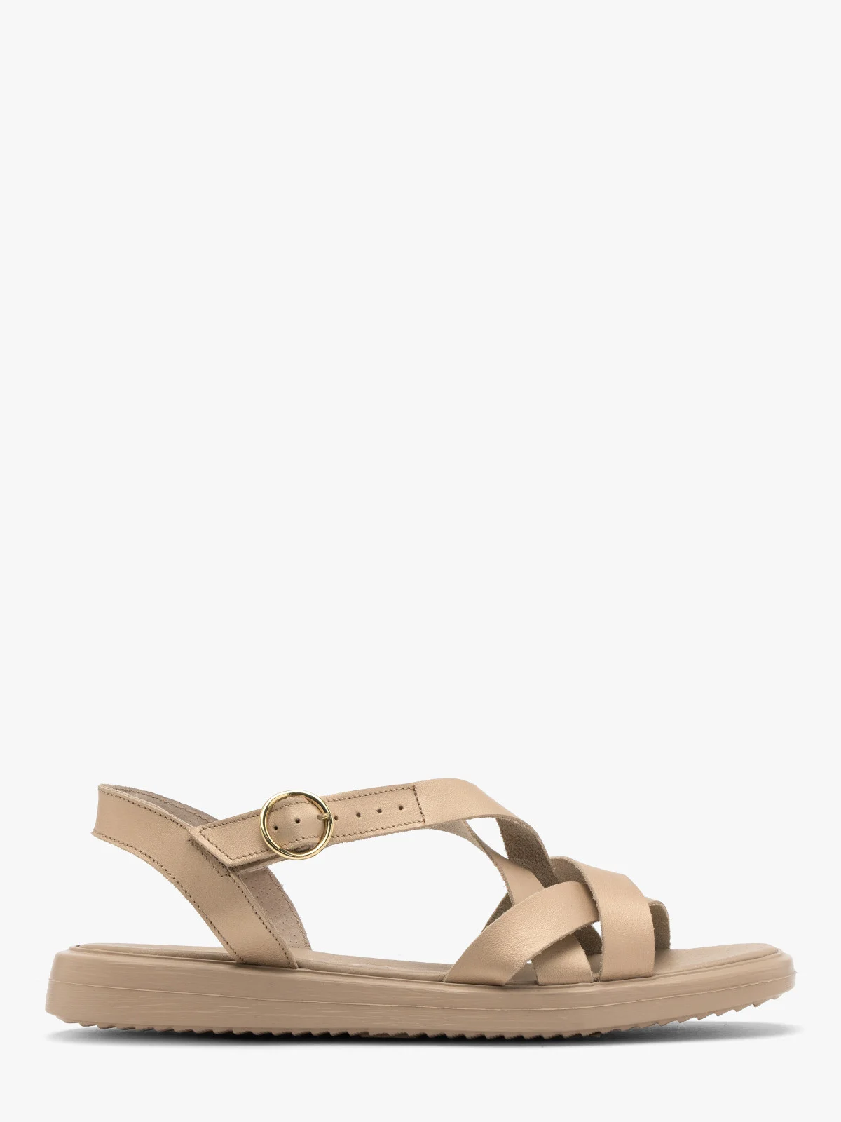 Złote sandały z ozdobnych paseczków