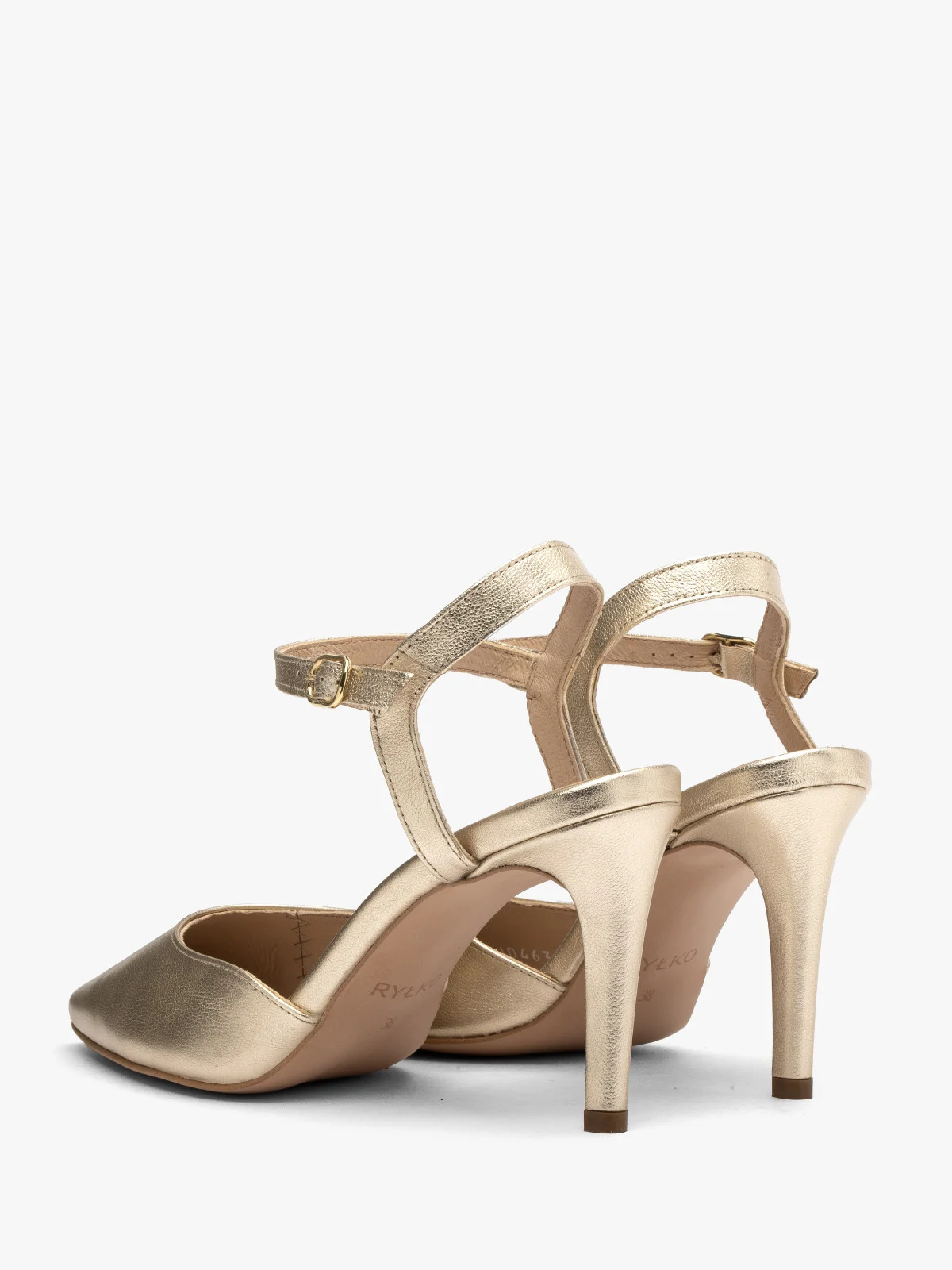 Złote czółenka damskie na szpilce