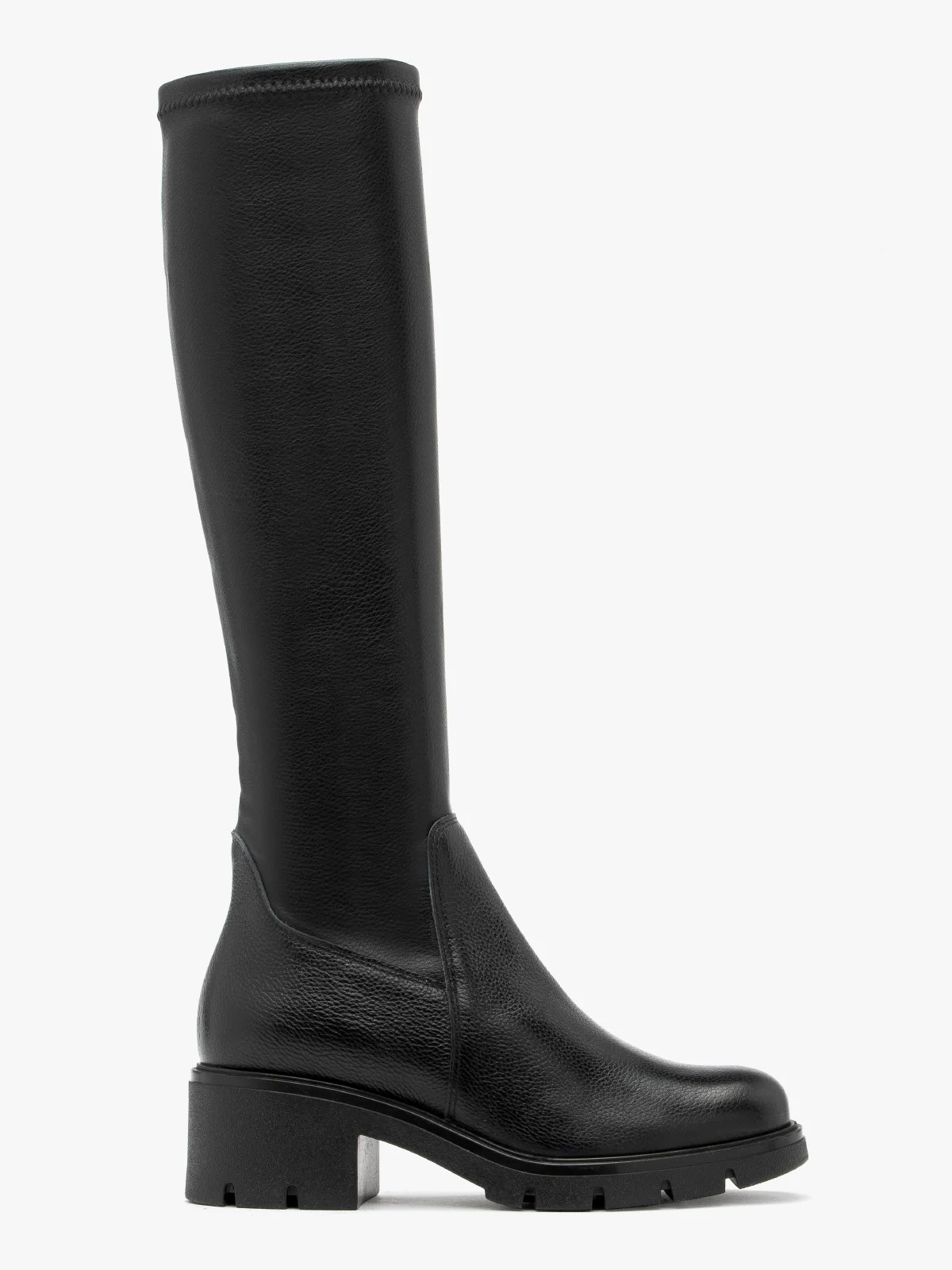 Czarne elastyczne kozaki z wąską cholewką