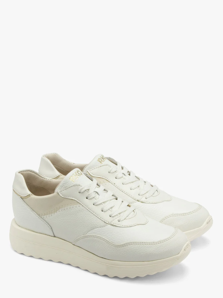 Białe sportowe półbuty z platynową wstawką na pięcie