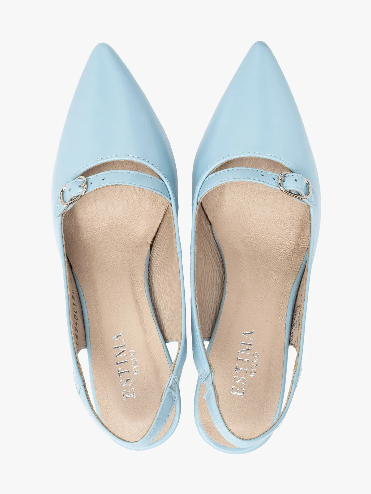 Niebieskie czółenka z ozdobnym paskiem