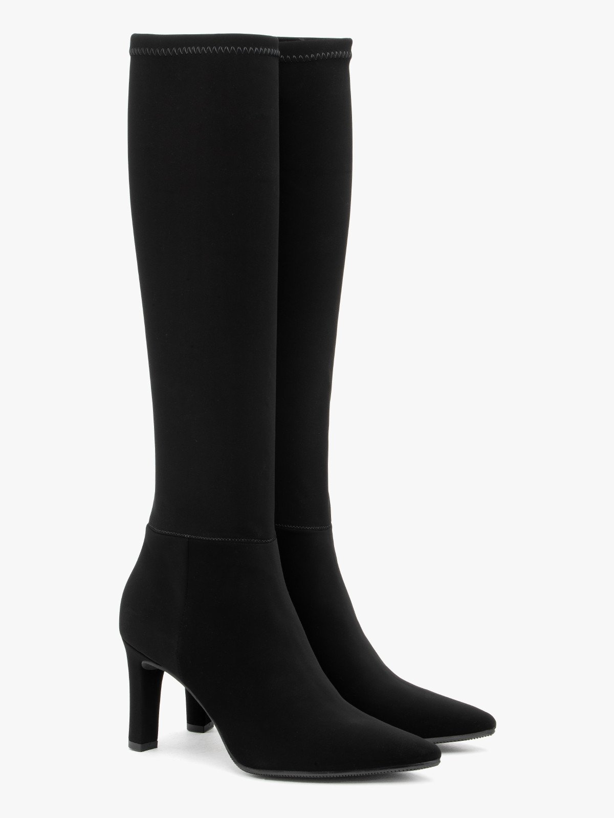 Elastyczne kozaki z wąską cholewką na szpilce