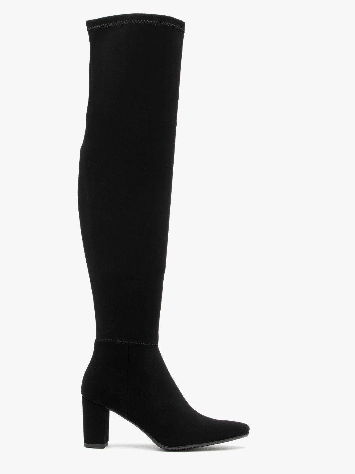 Wysokie elastyczne kozaki na słupkowym obcasie