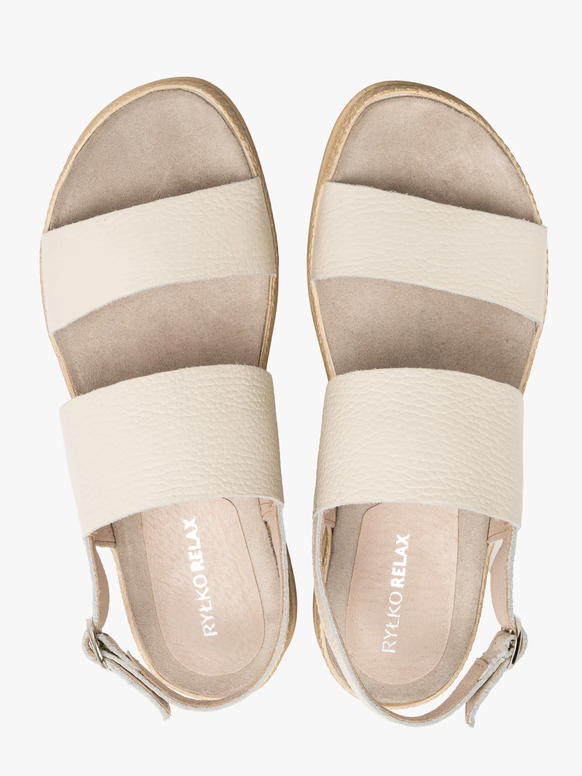 Kremowe sandały na niskiej platformie