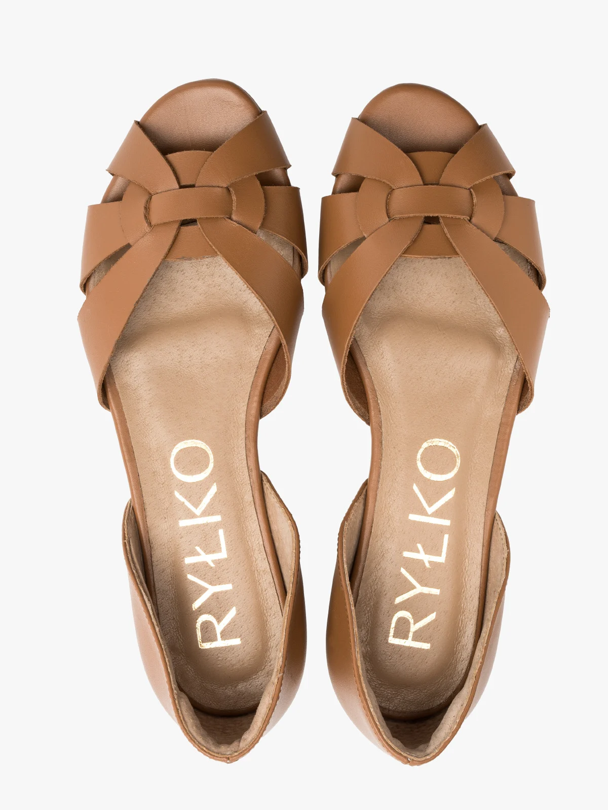 Brązowe baleriny z odkrytymi palcami