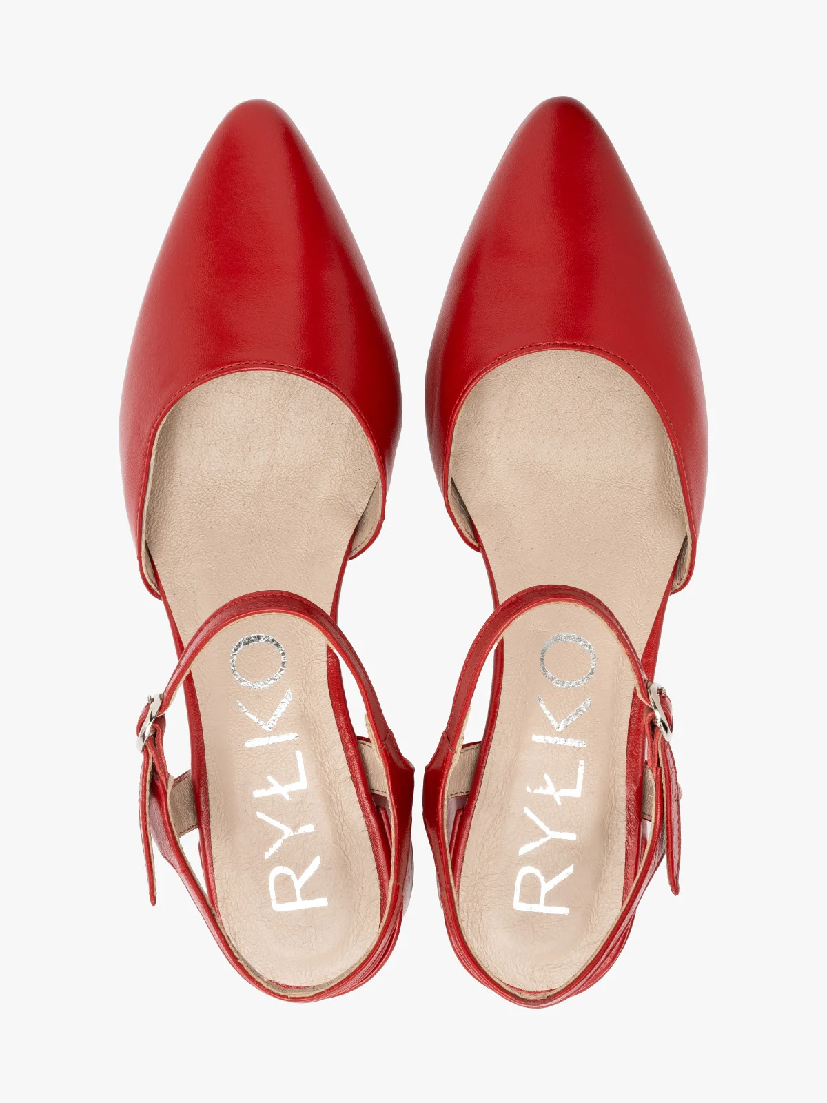 Czerwone czółenka z otwartą piętą