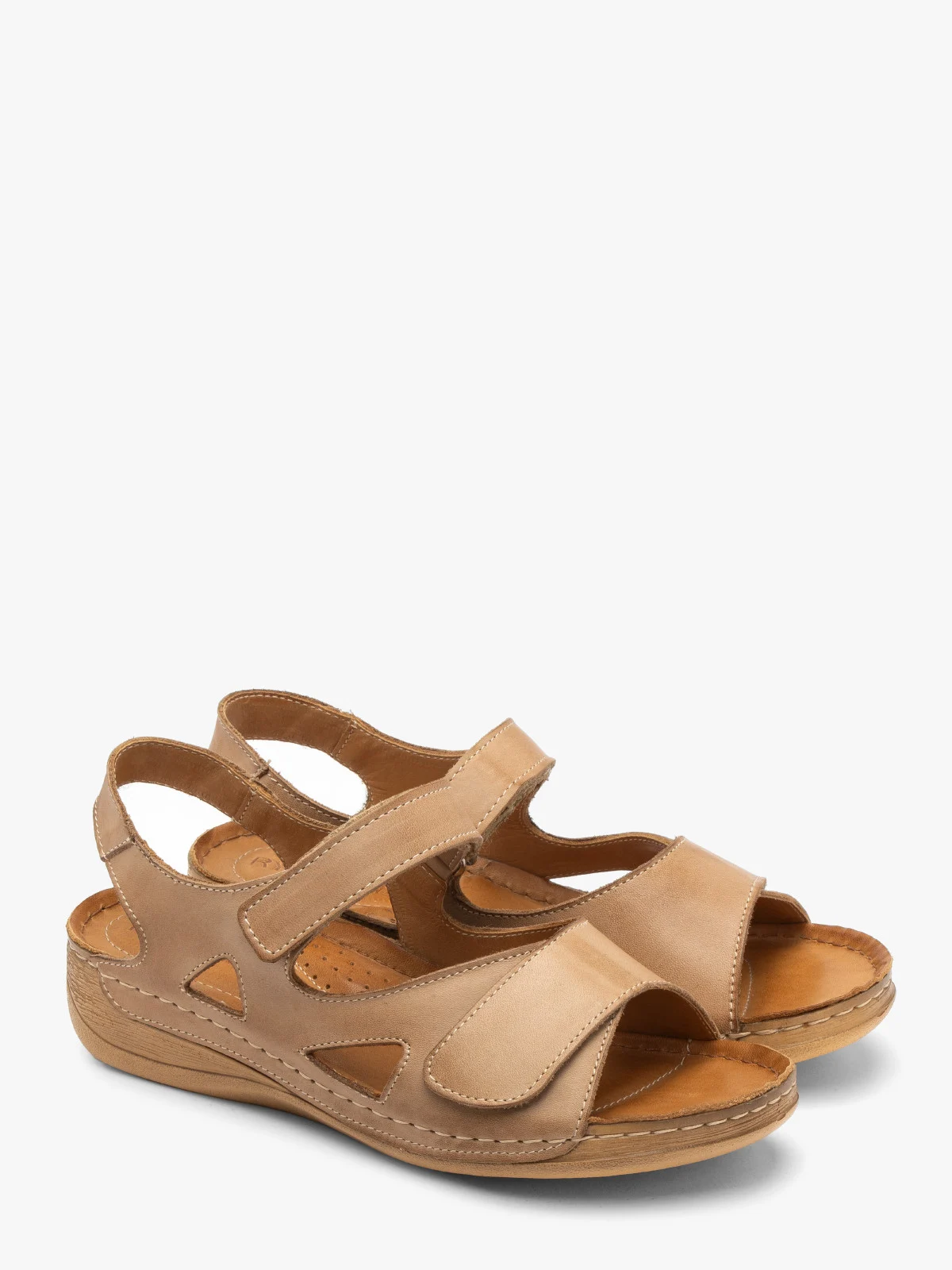 Beżowe sandały zapinane na rzepy