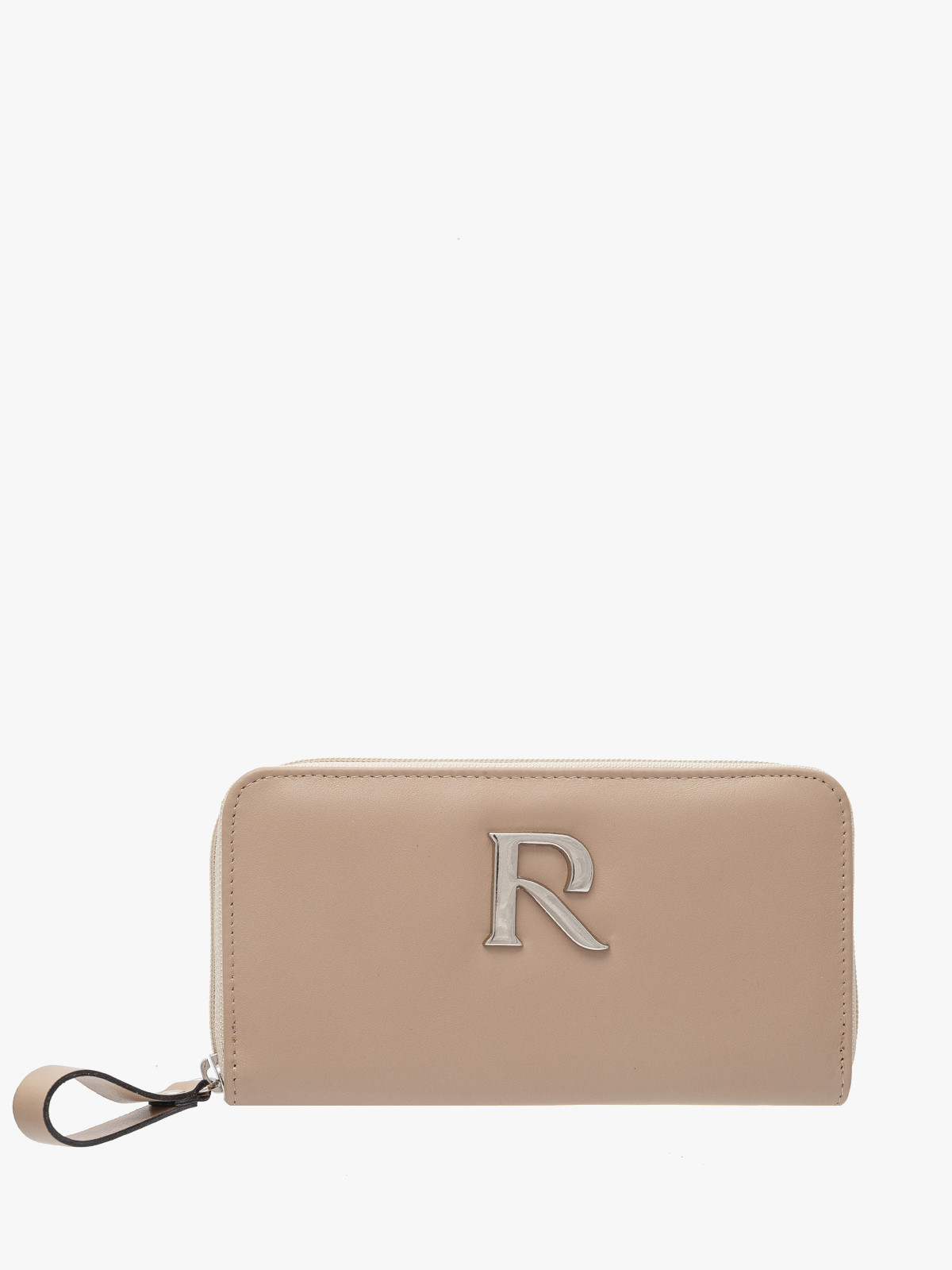 Beżowy portfel damski ze srebrnymi detalami