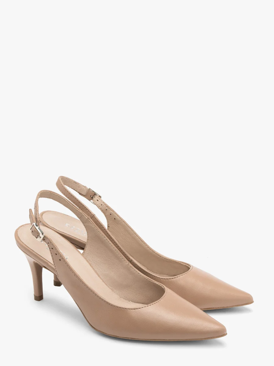 Beżowe czółenka z odkrytą piętą