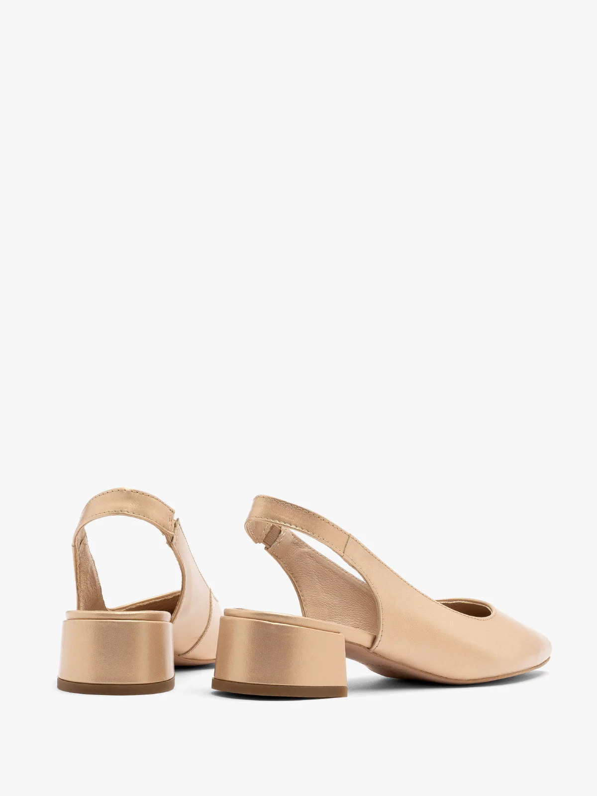 Złote czółenka damskie z otwartą piętą