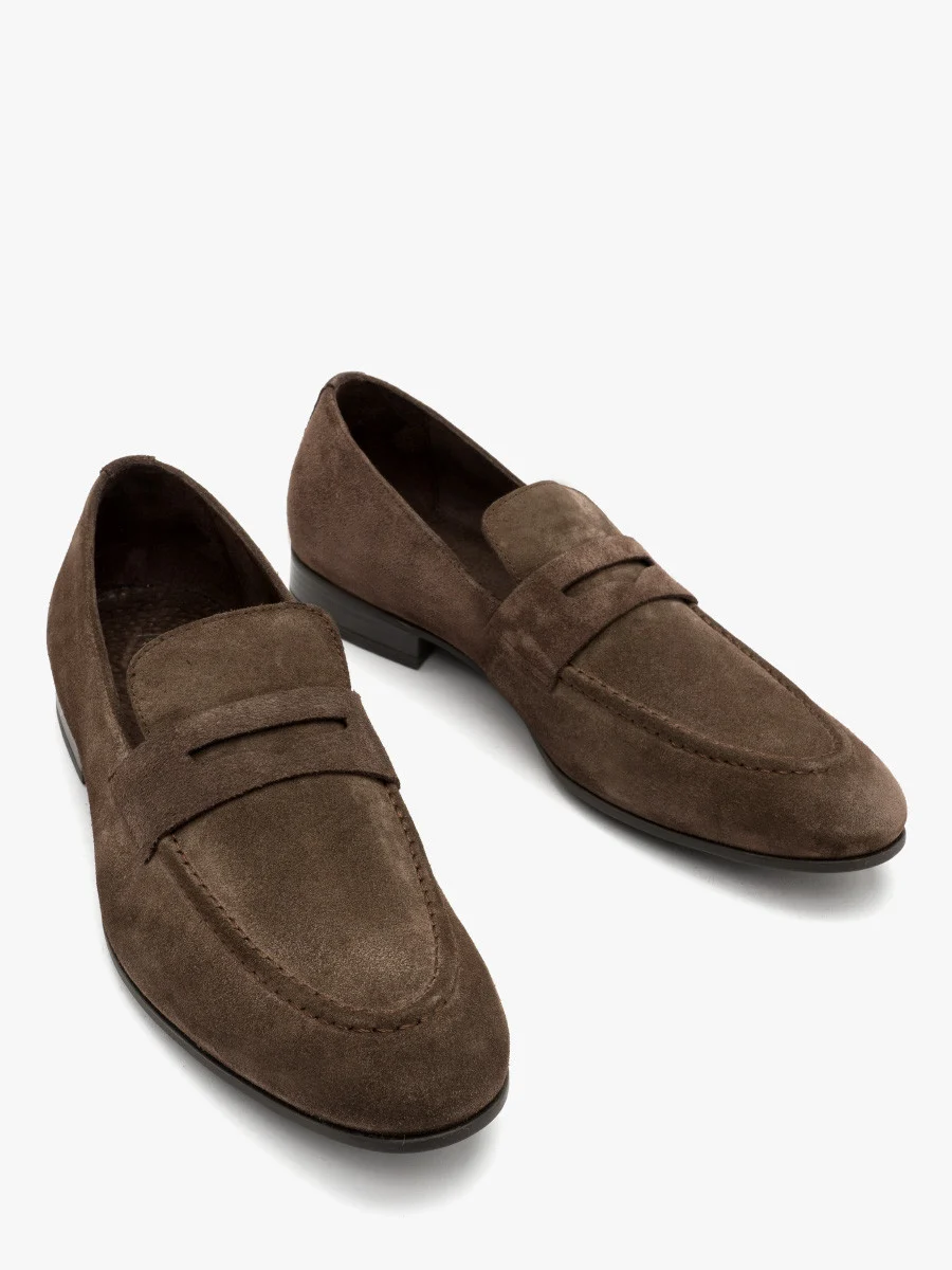 Szare welurowe mokasyny męskie