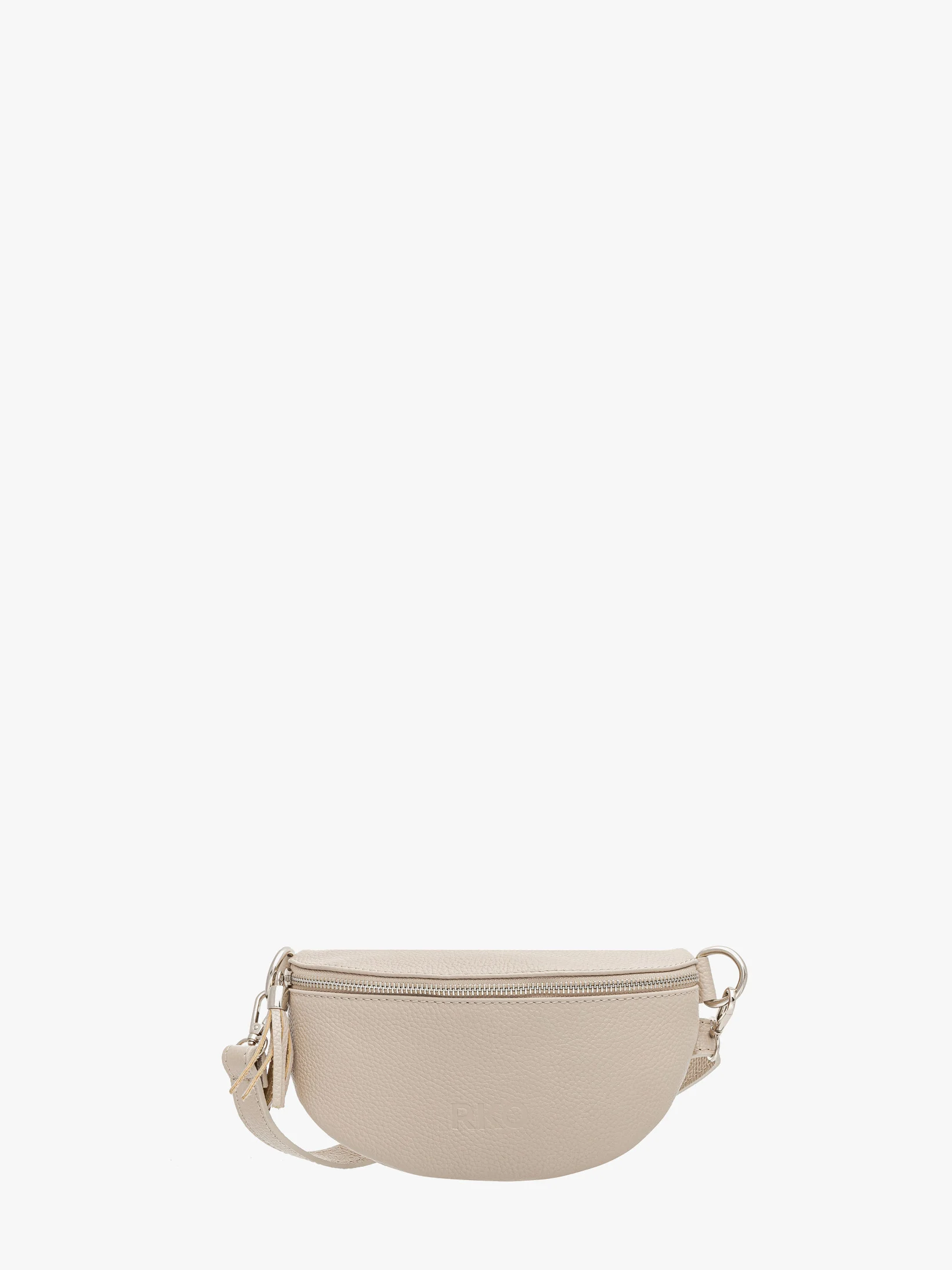 Beżowa torebka typu nerka z frędzlem