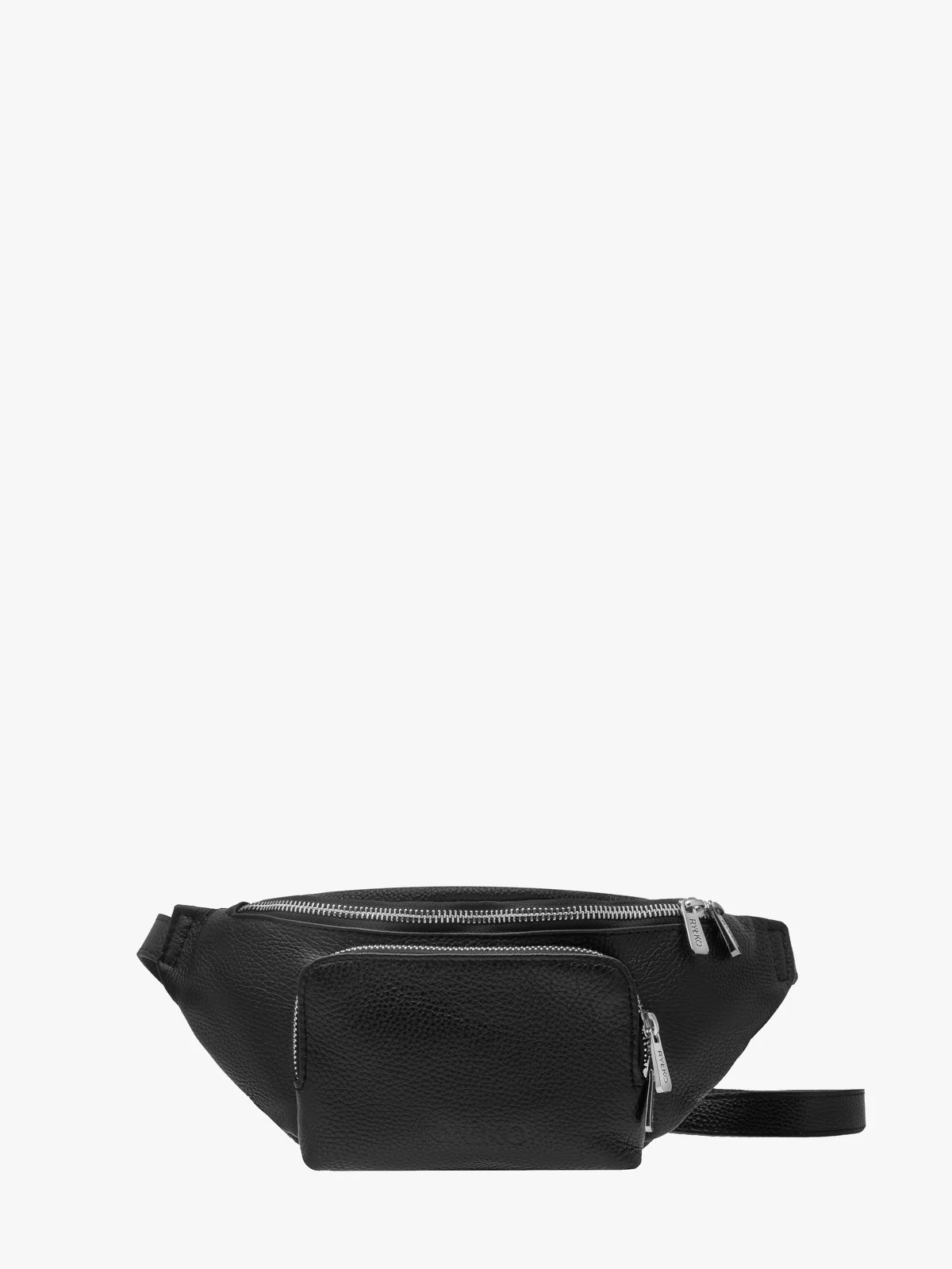 Czarna torebka nerka z poręczną zewnętrzną kieszenią