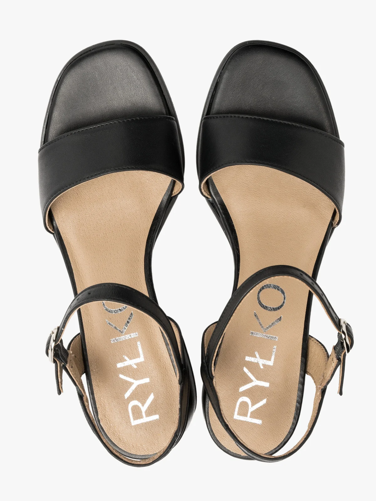 Czarne sandały na niskim obcasie