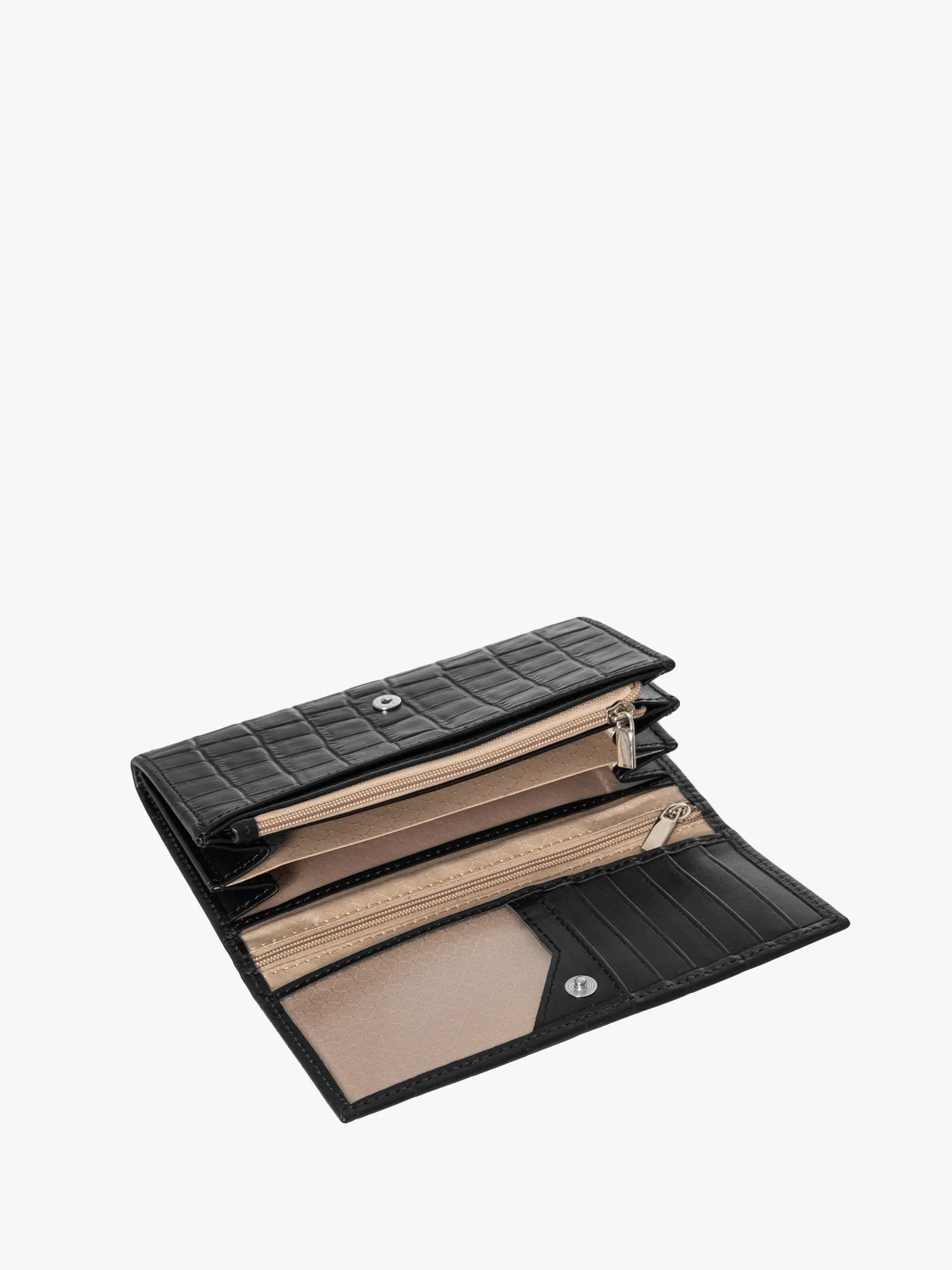 Czarny portfel damski ze zwierzęcym motywem