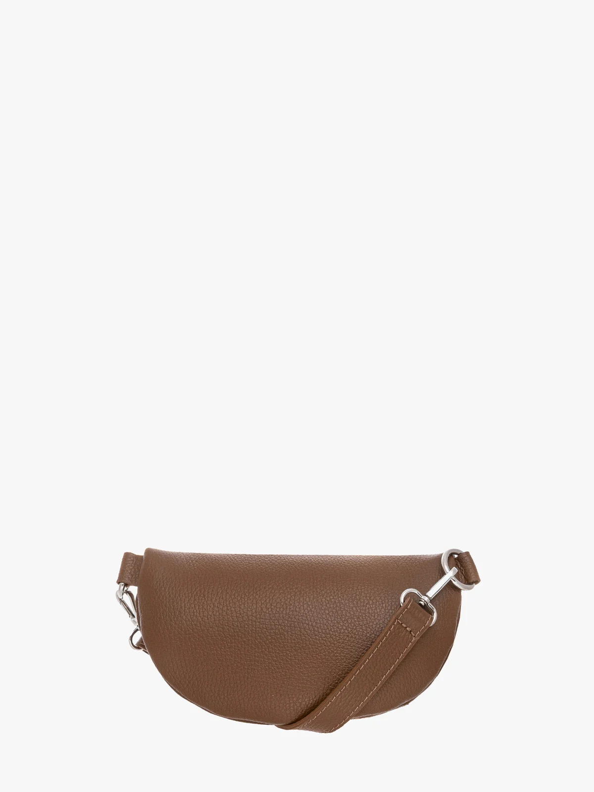 Brązowa torebka typu nerka z frędzlem