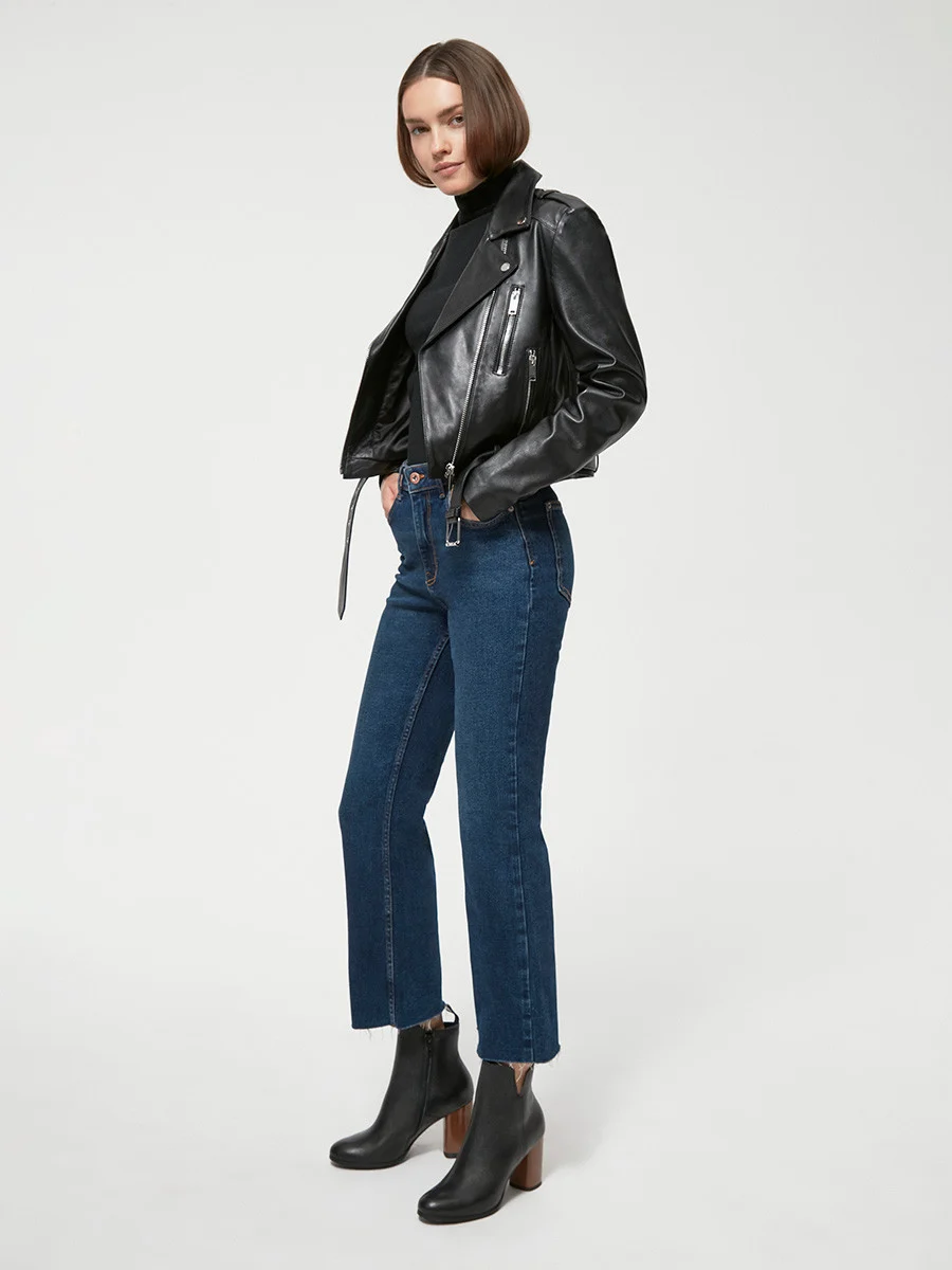 Czarne botki na drewnianym obcasie