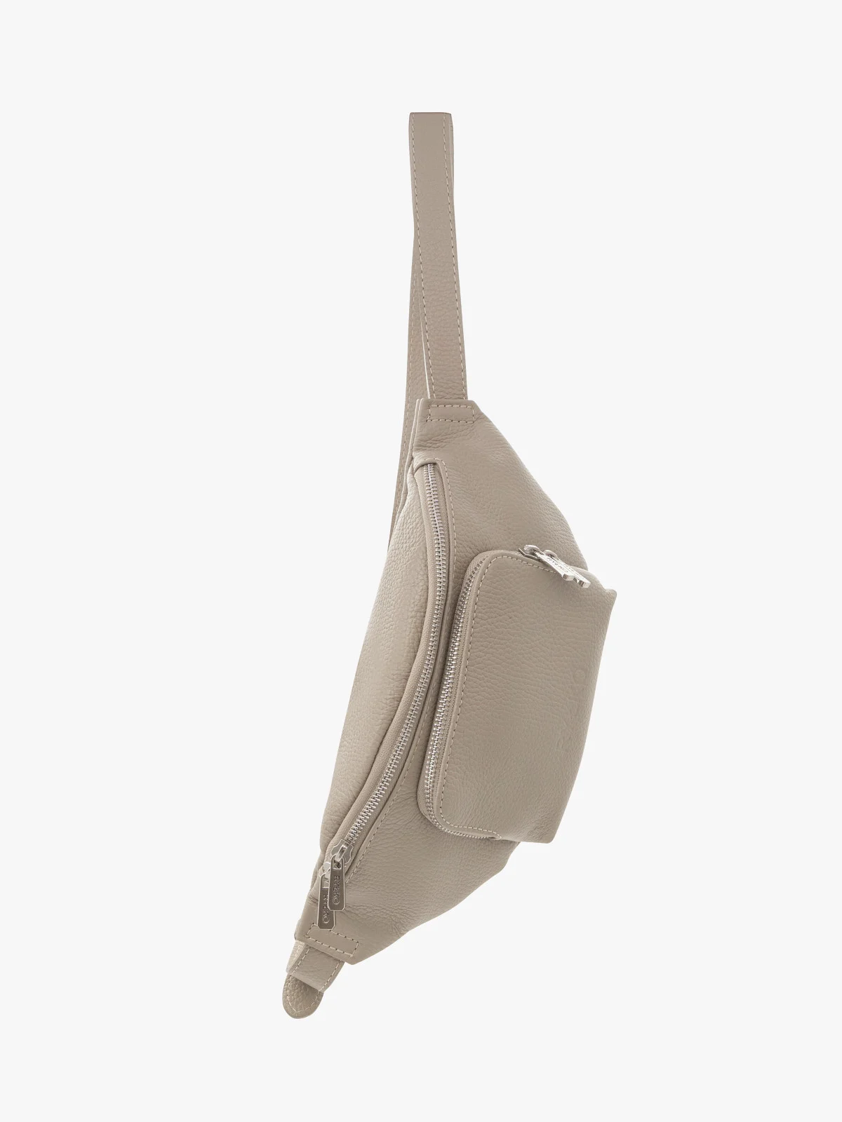 Ciemnobeżowa torebka nerka z poręczną zewnętrzną kieszenią