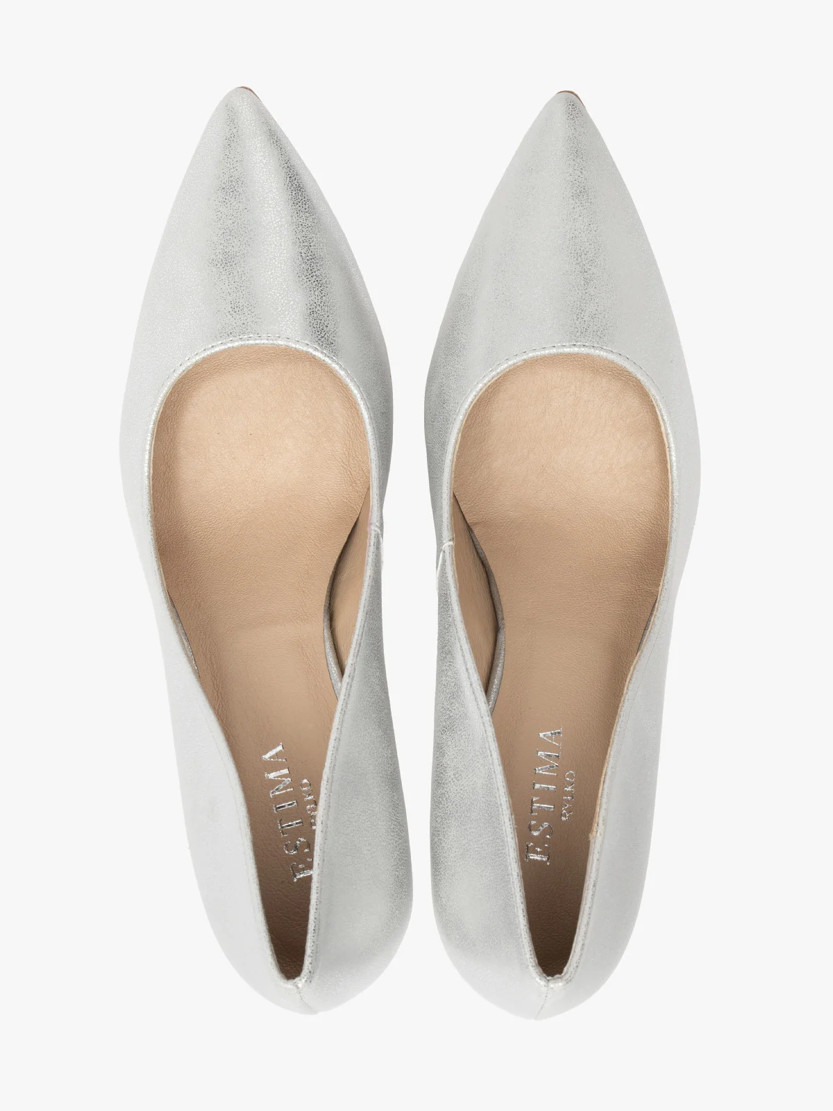 Srebrne czółenka na wysokiej szpilce