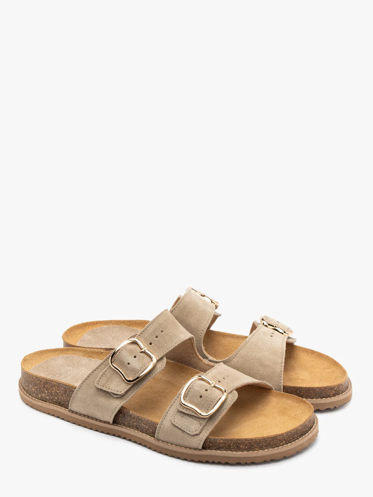 Welurowe klapki damskie w piaskowym kolorze